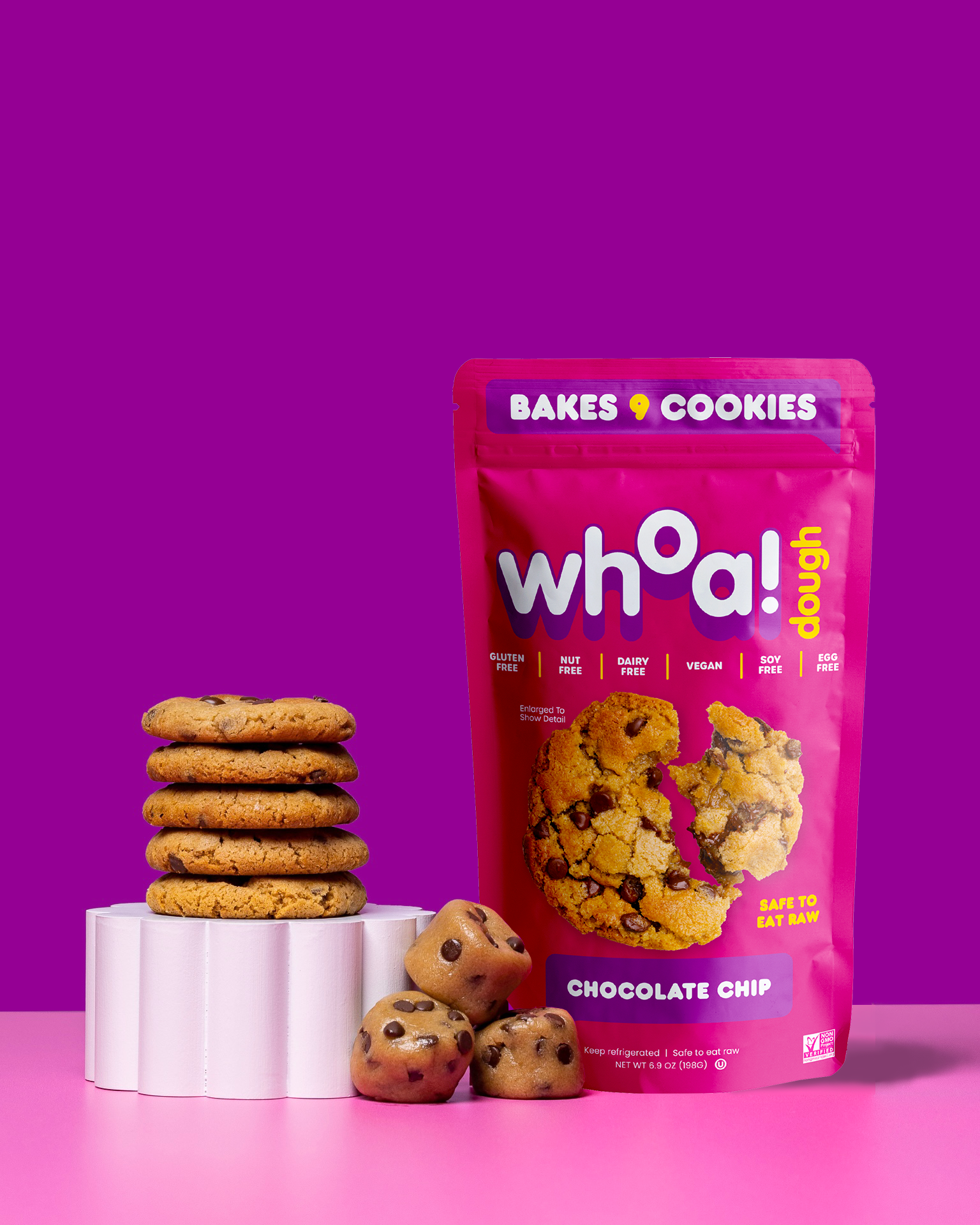 Whoa Dough Ready to Bake Chocolate Chip Cookie Dough 6 units per case 6.9 oz