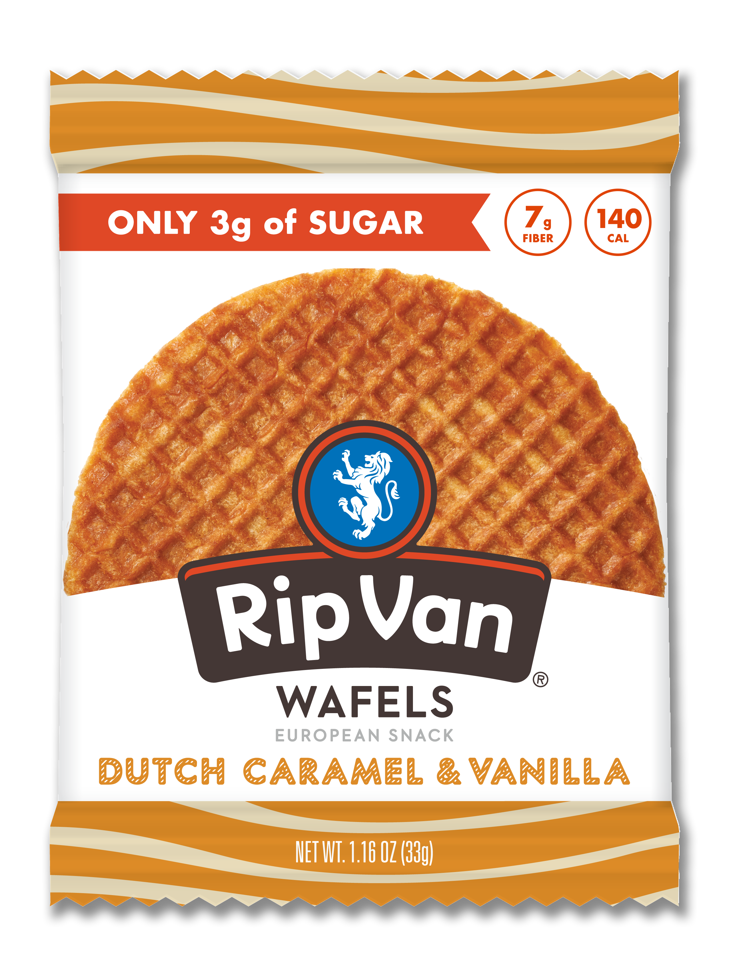 Rip Van Wafels - Low Sugar Singles - Dutch Caramel & Vanilla 4 innerpacks per case 1.2 oz