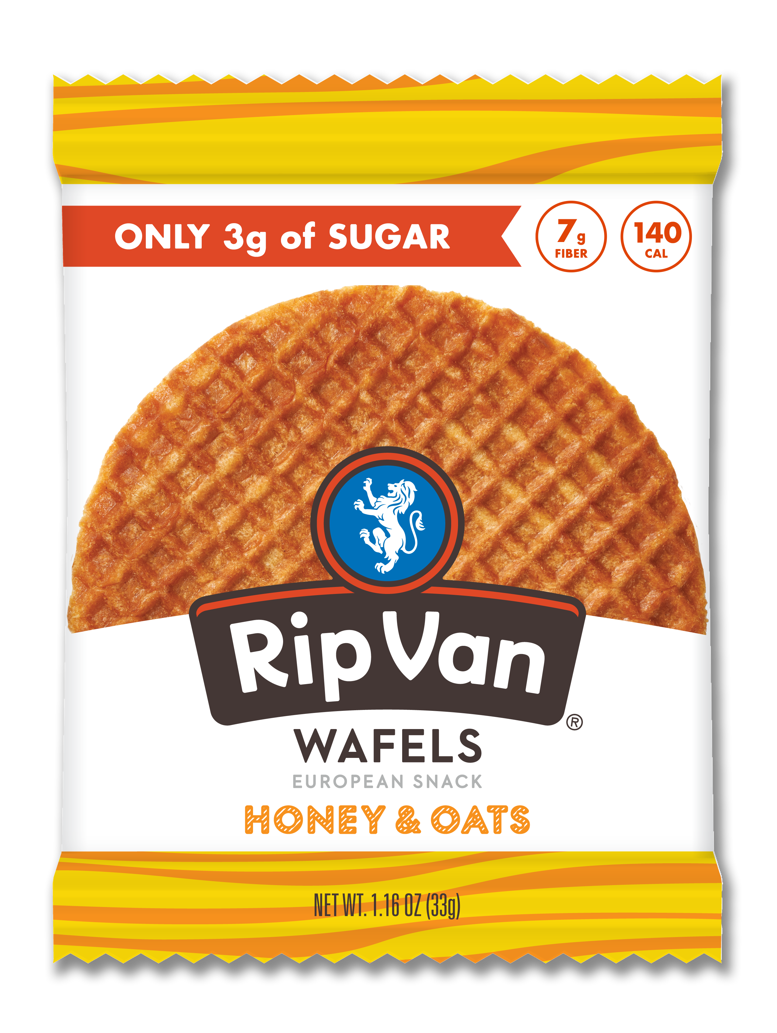 Rip Van Wafels - Low Sugar Singles - Honey & Oats 4 innerpacks per case 1.2 oz