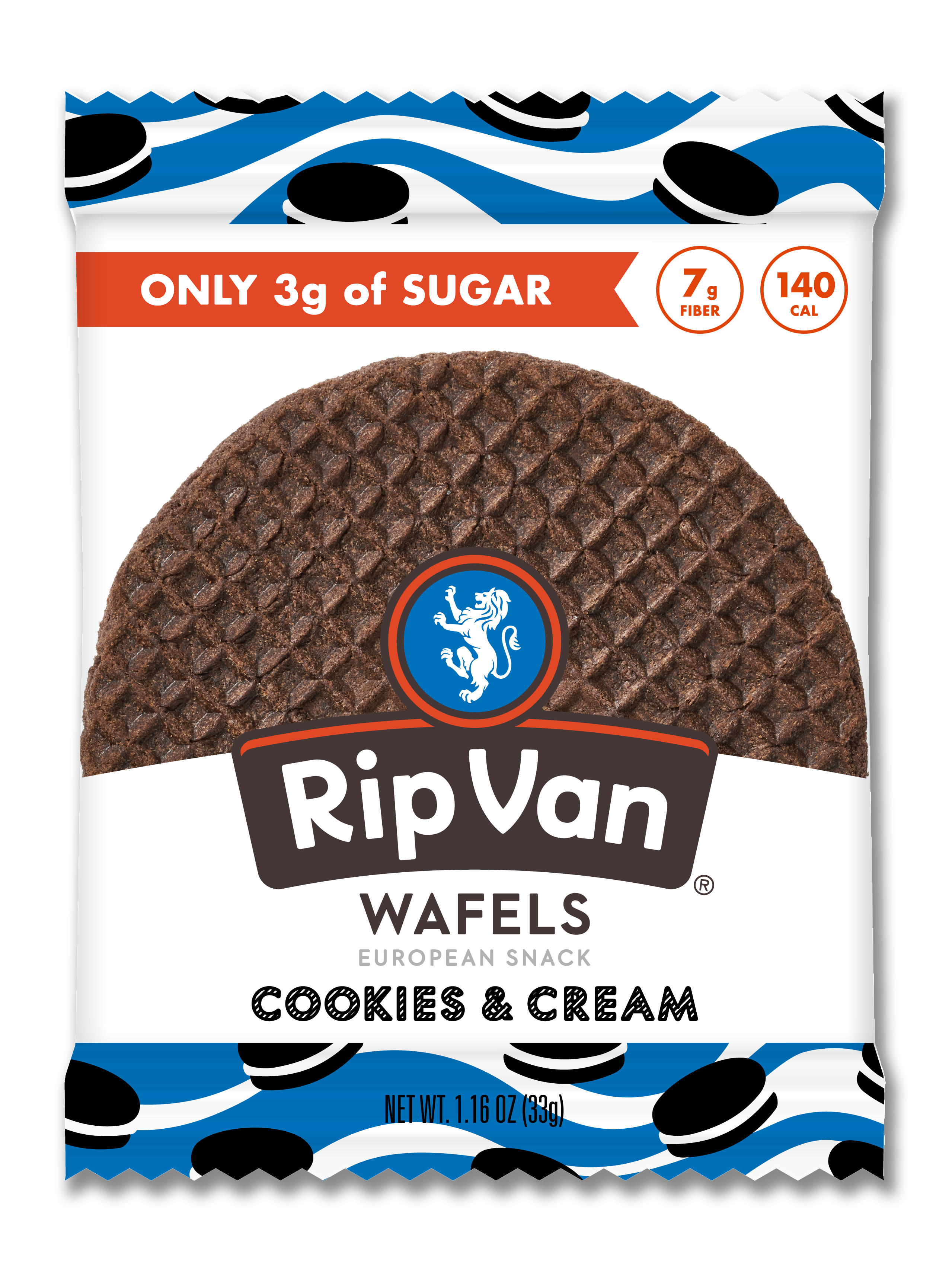 Rip Van Wafels - Low Sugar Singles - Cookies & Cream 4 innerpacks per case 1.2 oz