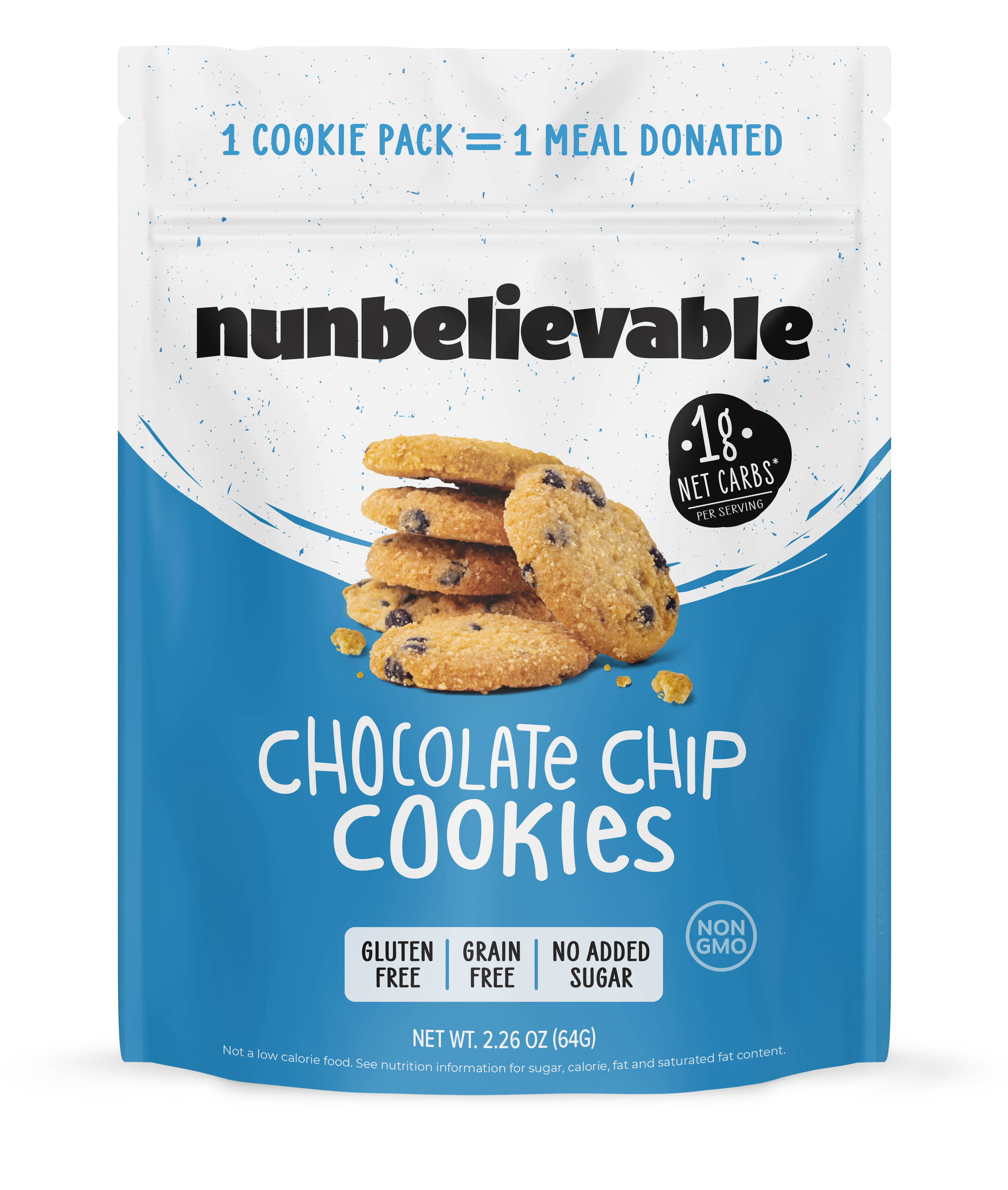Nunbelievable Low Carb, Low Sugar Chocolate Chip Cookies 6 units per case 2.3 oz