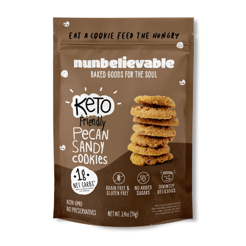 Nunbelievable Low Carb, Low Sugar Pecan Sandy Cookies 6 units per case 3.4 oz