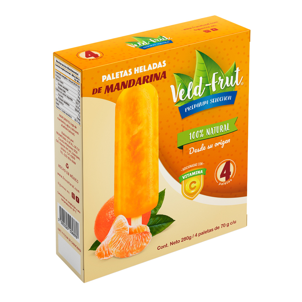 VELD-FRUT Tangerine popsicles 12 units per case 286 g