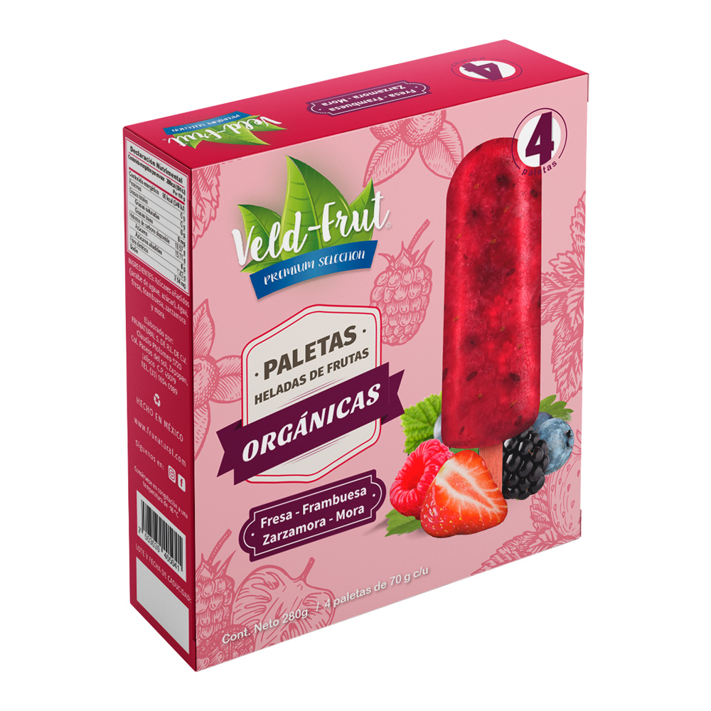VELD-FRUT Organic berries popsicles 12 units per case 305 g