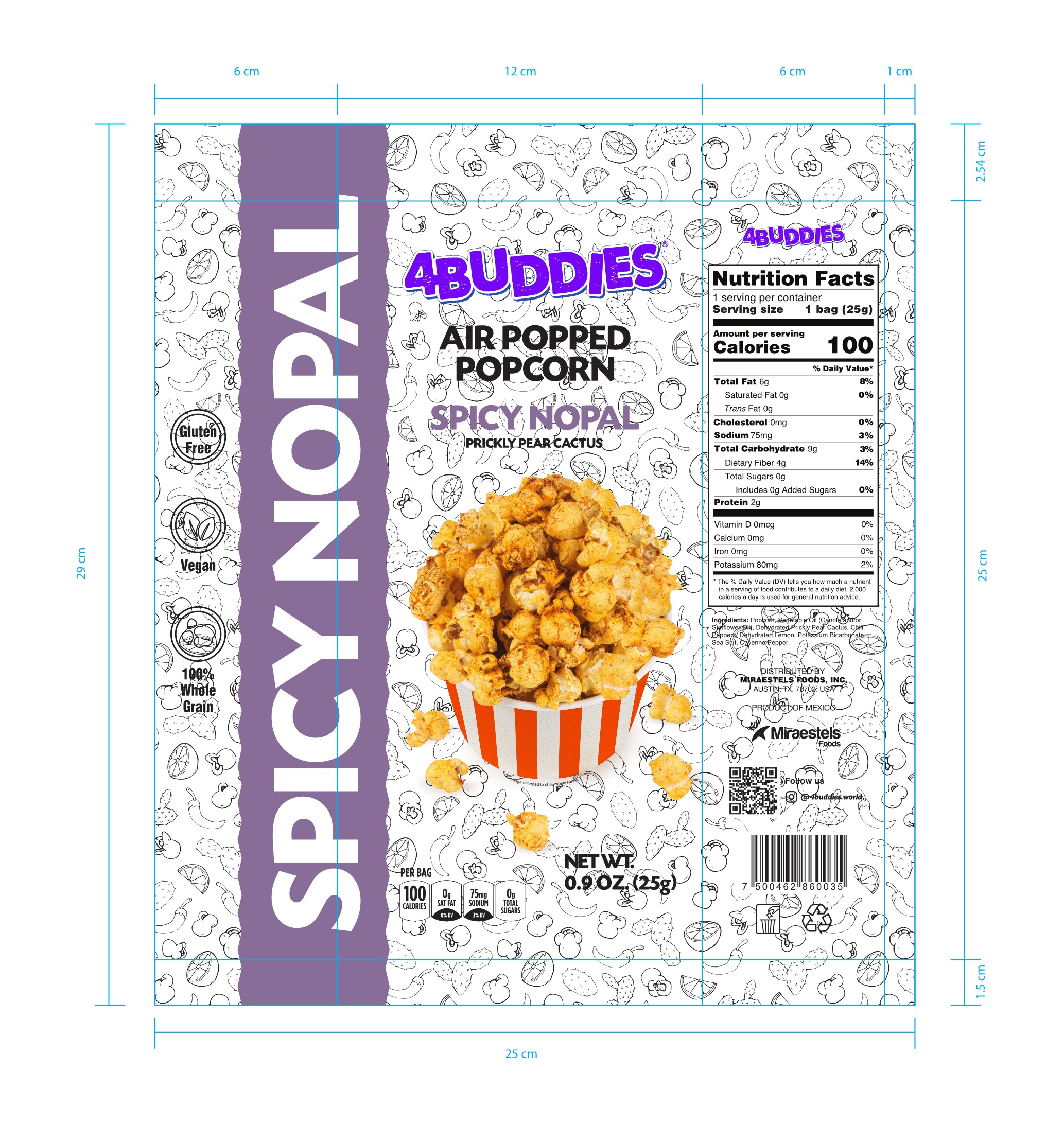 4BUDDIES Air Popped Popcorn Spicy Nopal 35 units per case 26 g
