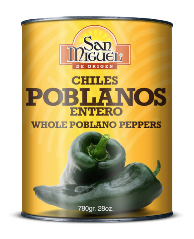 San Miguel Whole Poblano Peppers Can 780 Gr 12 units per case 780 g