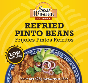 San Miguel Refried Pinto Beans Low Sodium Can 425 Gr 12 units per case 425 g