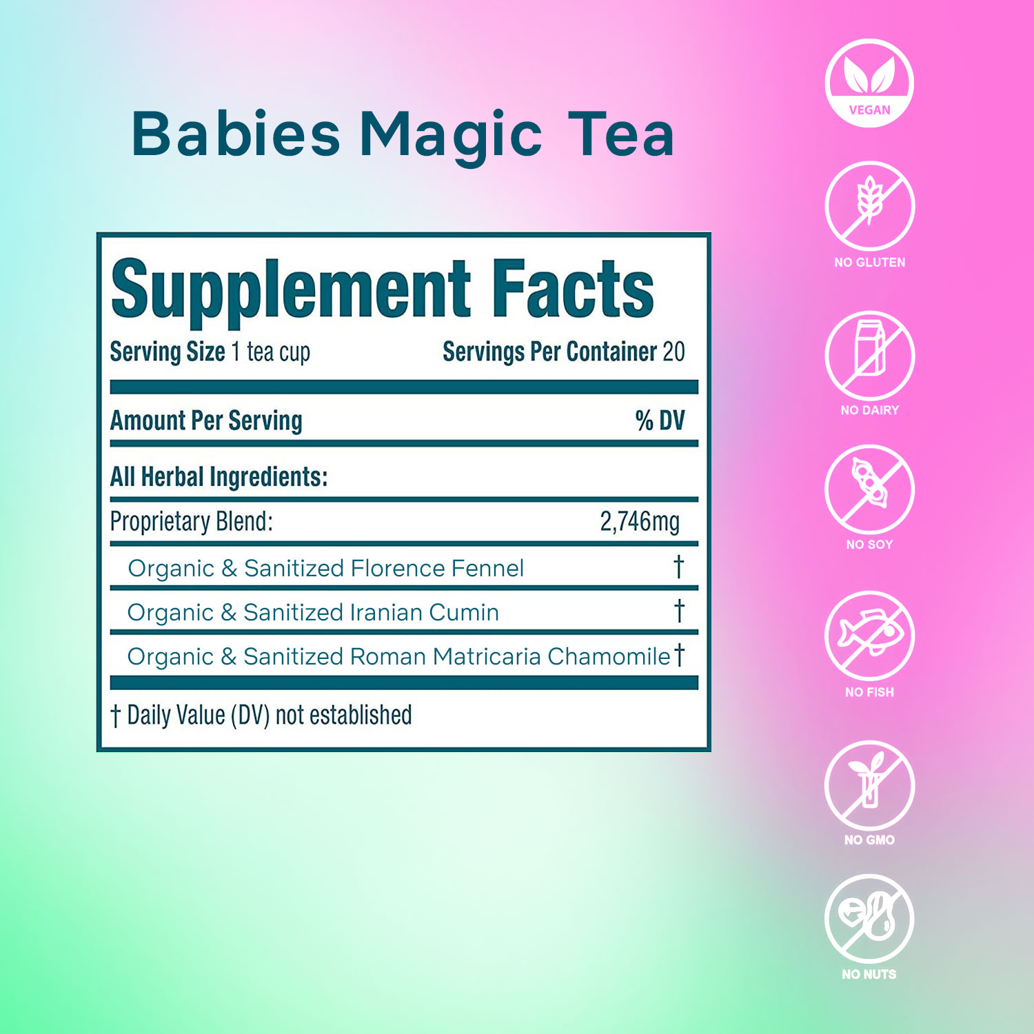 Secrets of Tea Baby Magic Tea 4 innerpacks per case 2.0 oz Nutrition Info