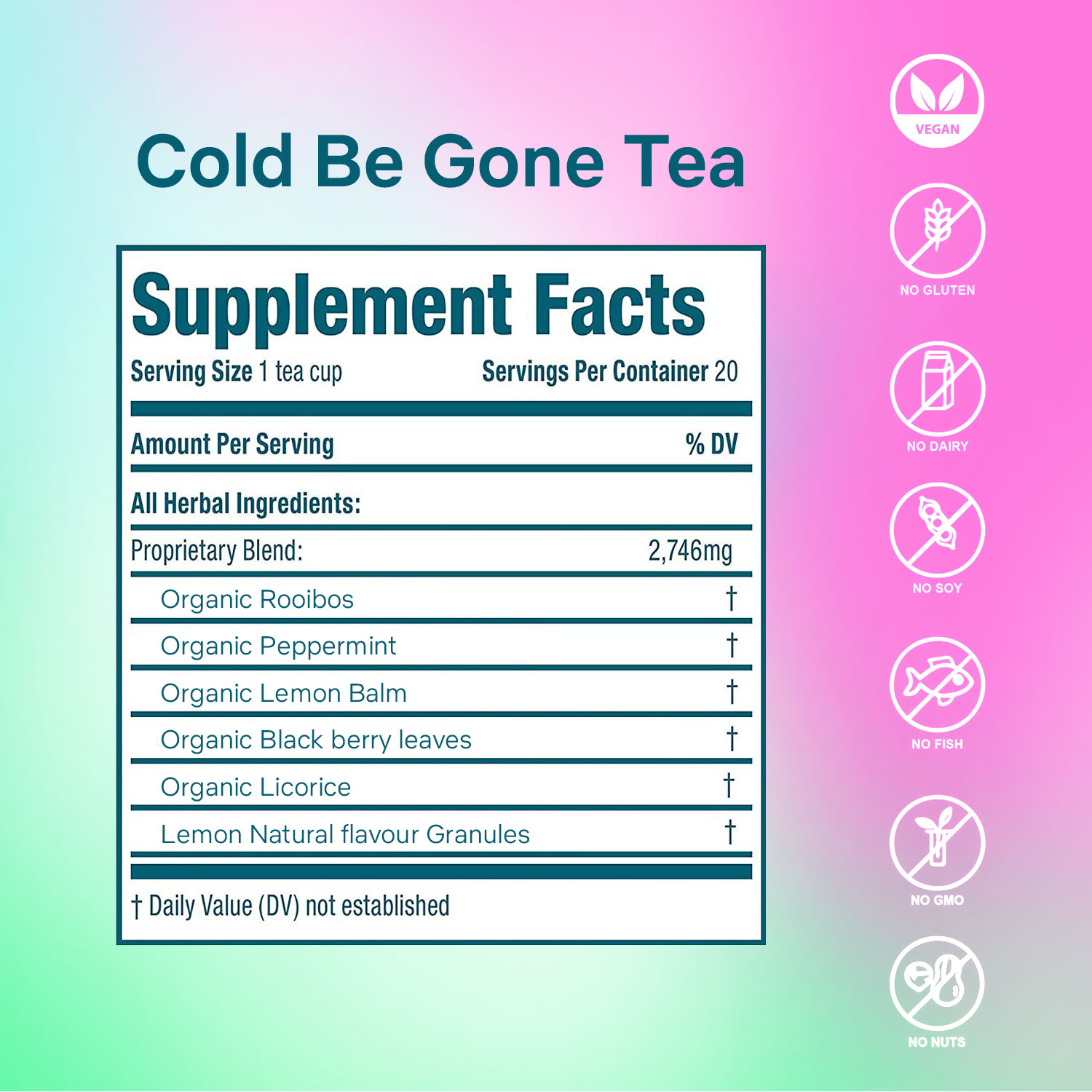 Secrets of Tea Cold Be Gone Tea 2 innerpacks per case 2.0 oz Nutrition Info