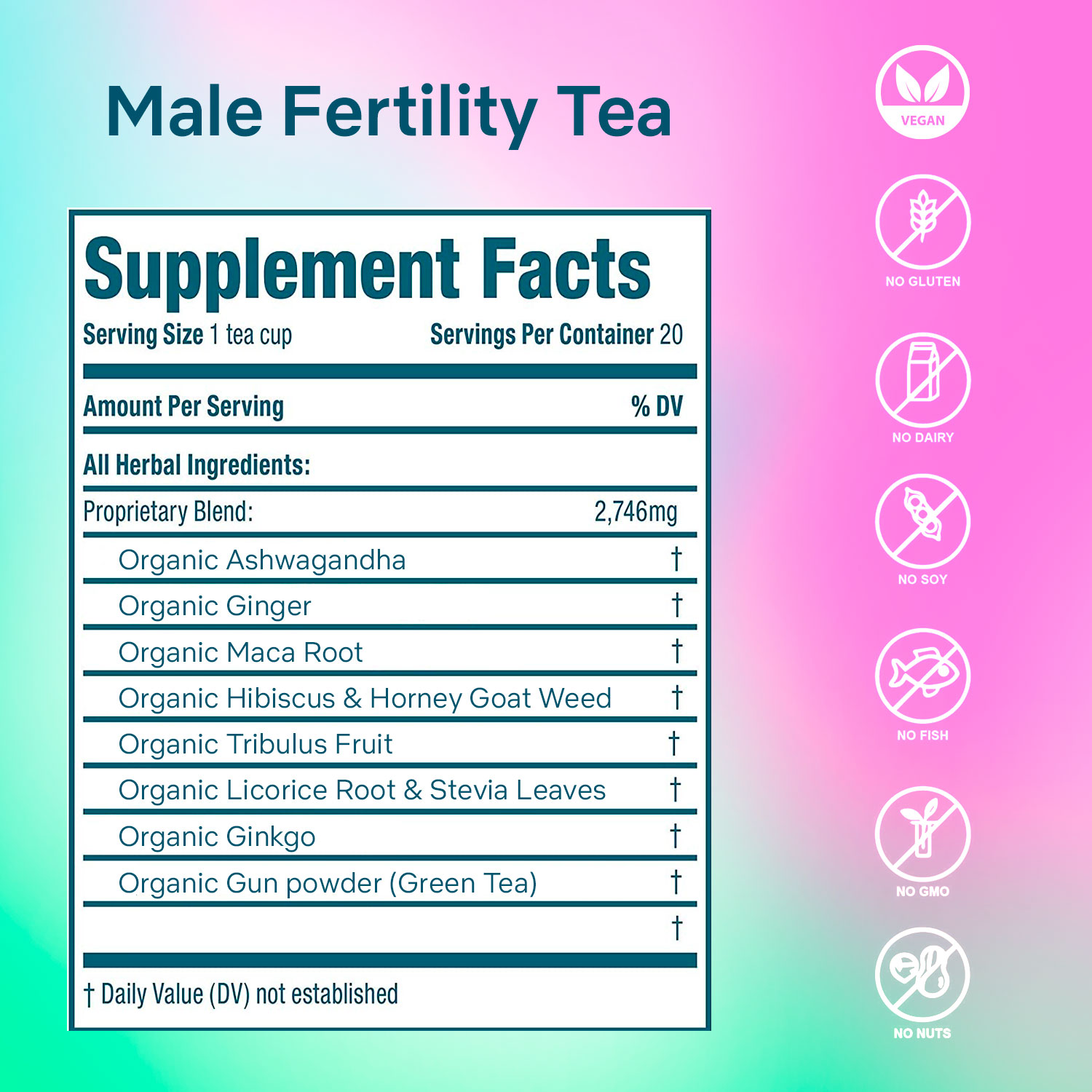 Secrets of Tea Male Fertility Tea 2 innerpacks per case 2.0 oz Nutrition Info