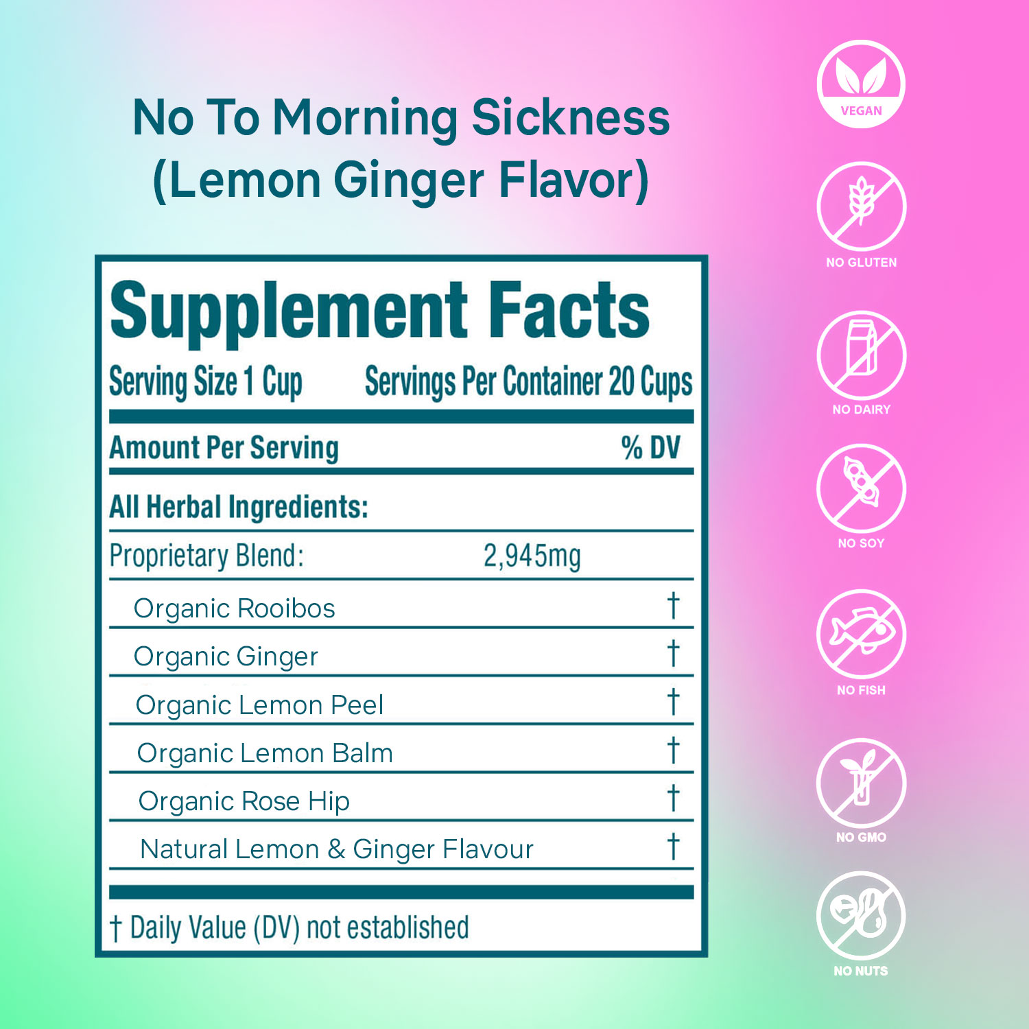Secrets of Tea No-to-Morning-Sickness Lemon Ginger Tea 2 innerpacks per case 2.0 oz Nutrition Info