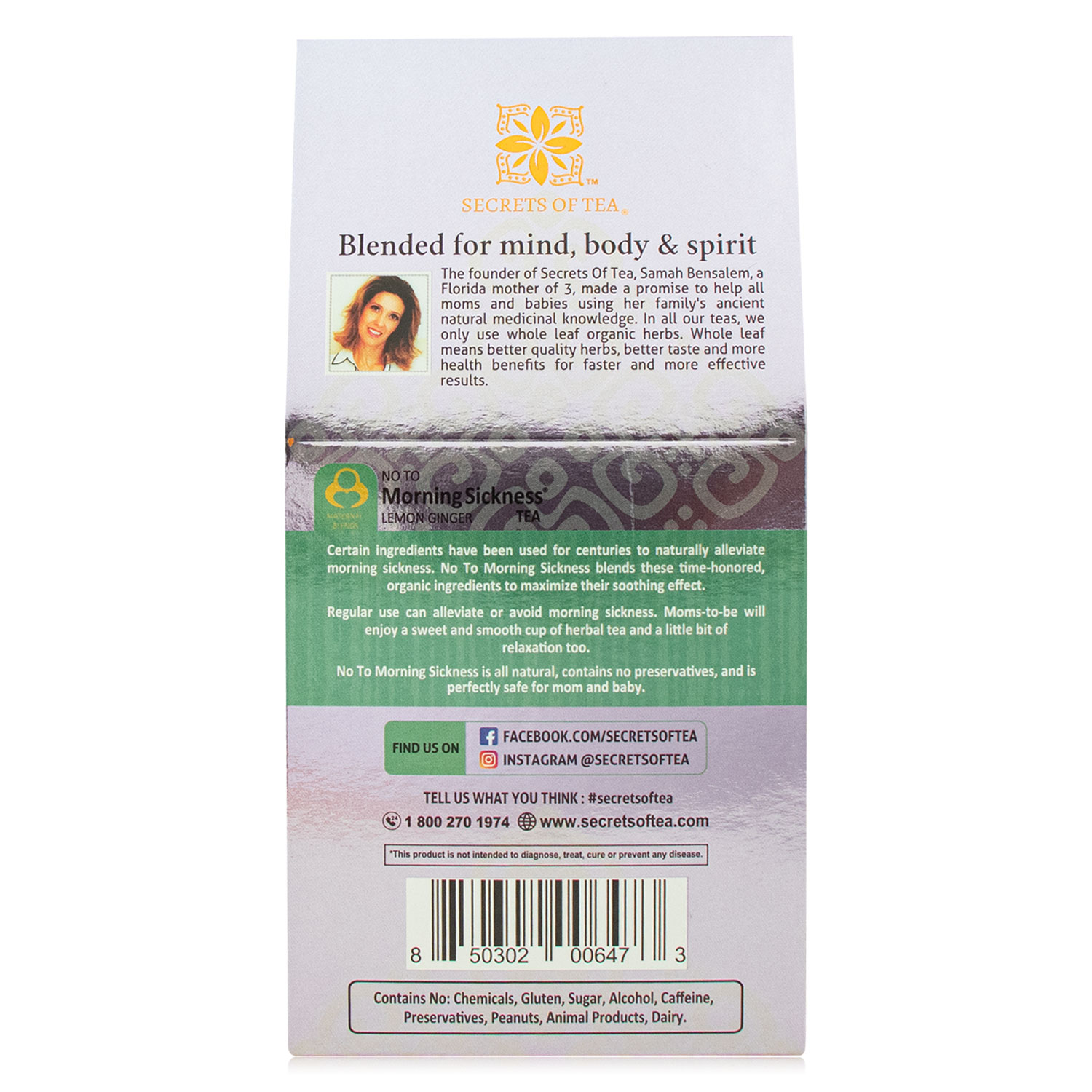 Secrets of Tea No-to-Morning-Sickness Lemon Ginger Tea 2 innerpacks per case 2.0 oz