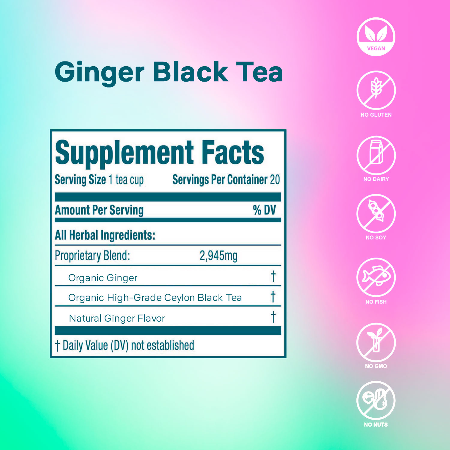 Secrets of Tea Organic Ginger Black Tea 2 innerpacks per case 2.0 oz Nutrition Info