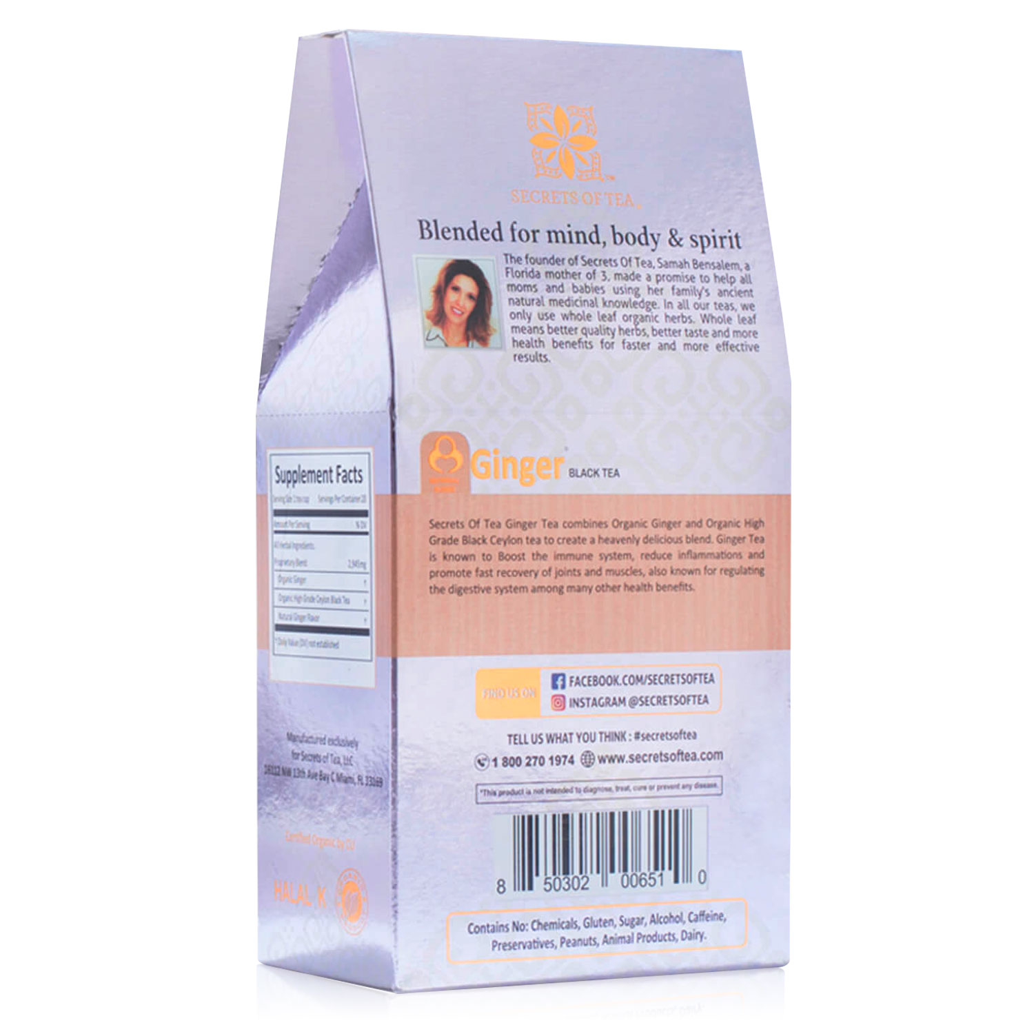 Secrets of Tea Organic Ginger Black Tea 2 innerpacks per case 2.0 oz