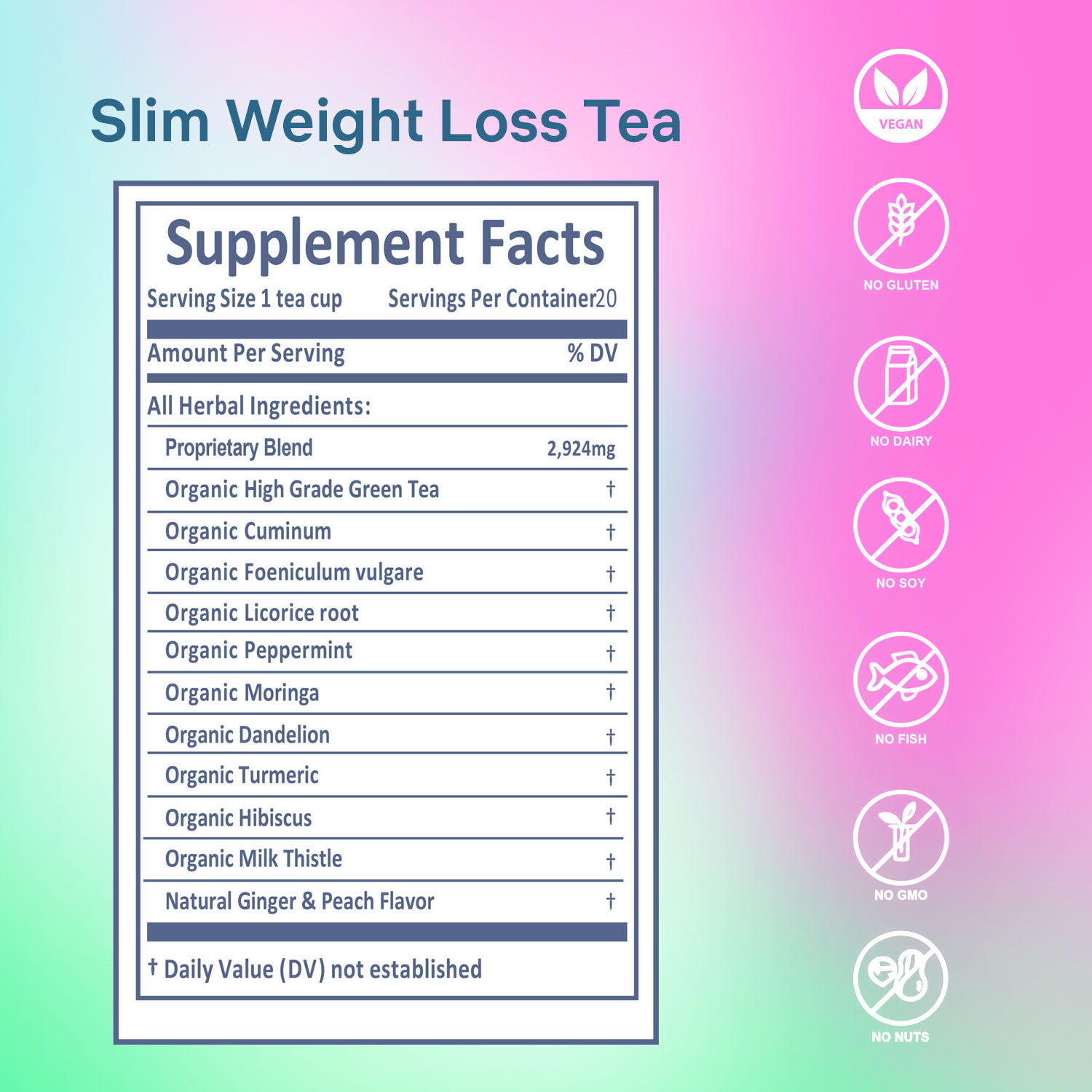 Secrets of Tea Slim Weight Loss Tea 2 innerpacks per case 2.0 oz Nutrition Info