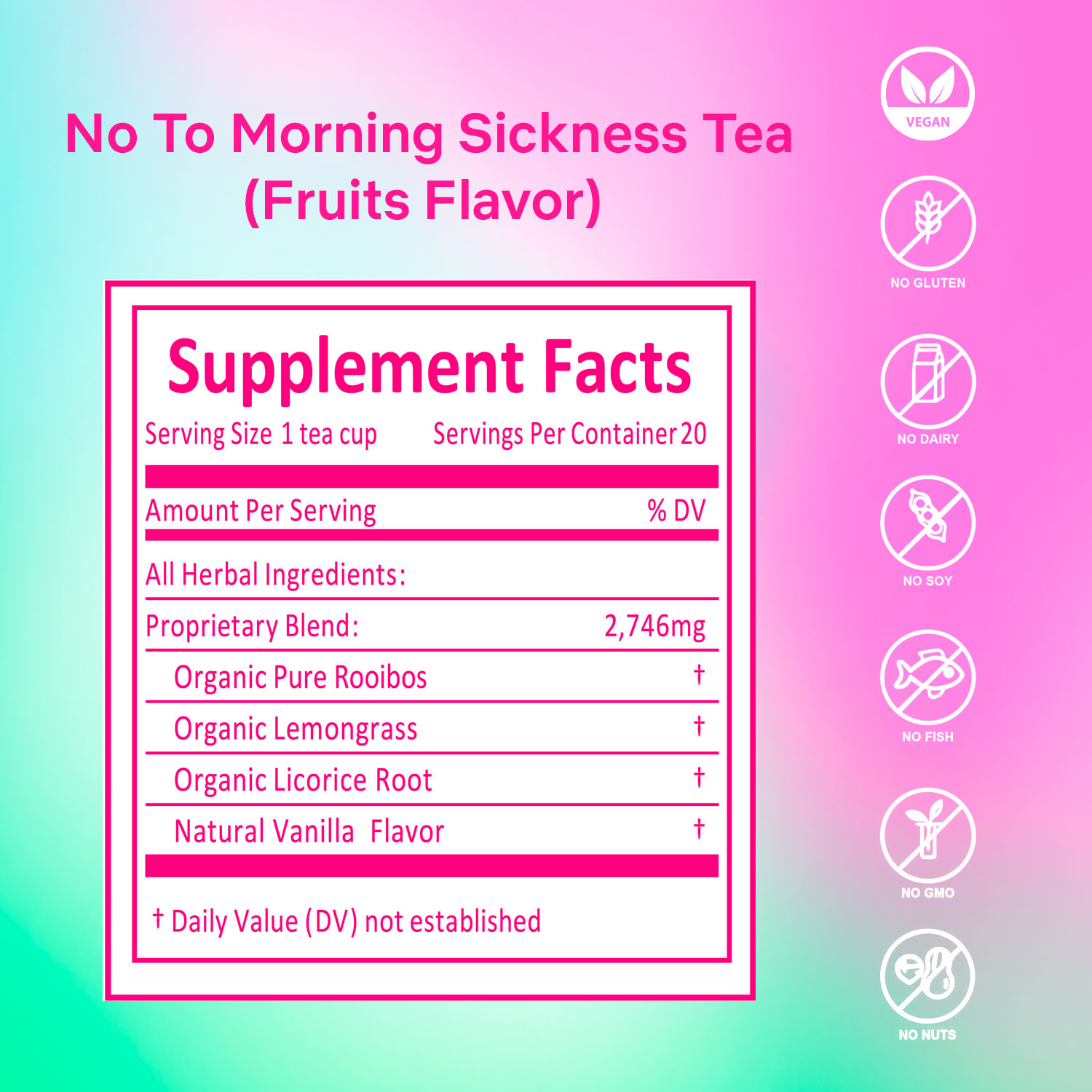 Secrets of Tea Vanilla Rooibos Tea 2 innerpacks per case 2.0 oz Nutrition Info