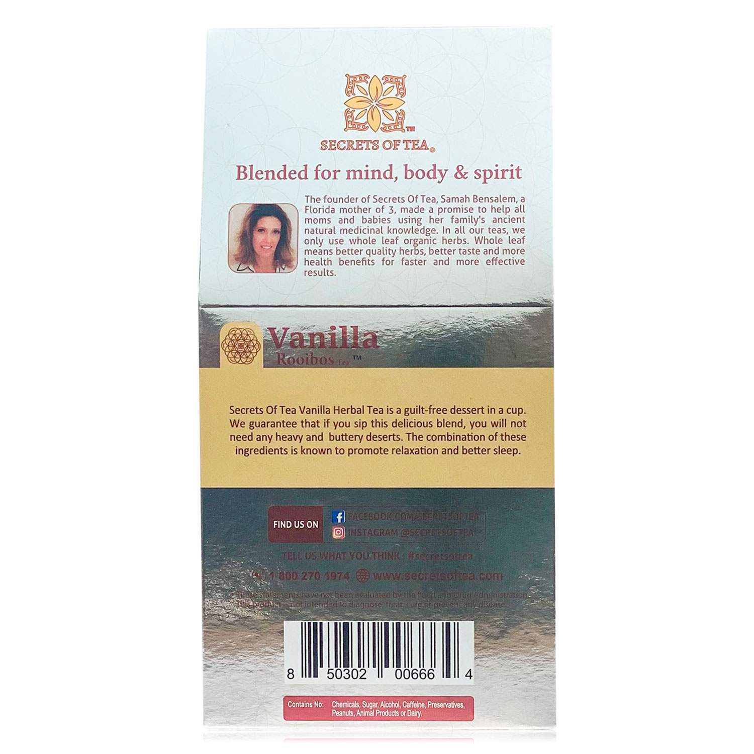 Secrets of Tea Vanilla Rooibos Tea 2 innerpacks per case 2.0 oz
