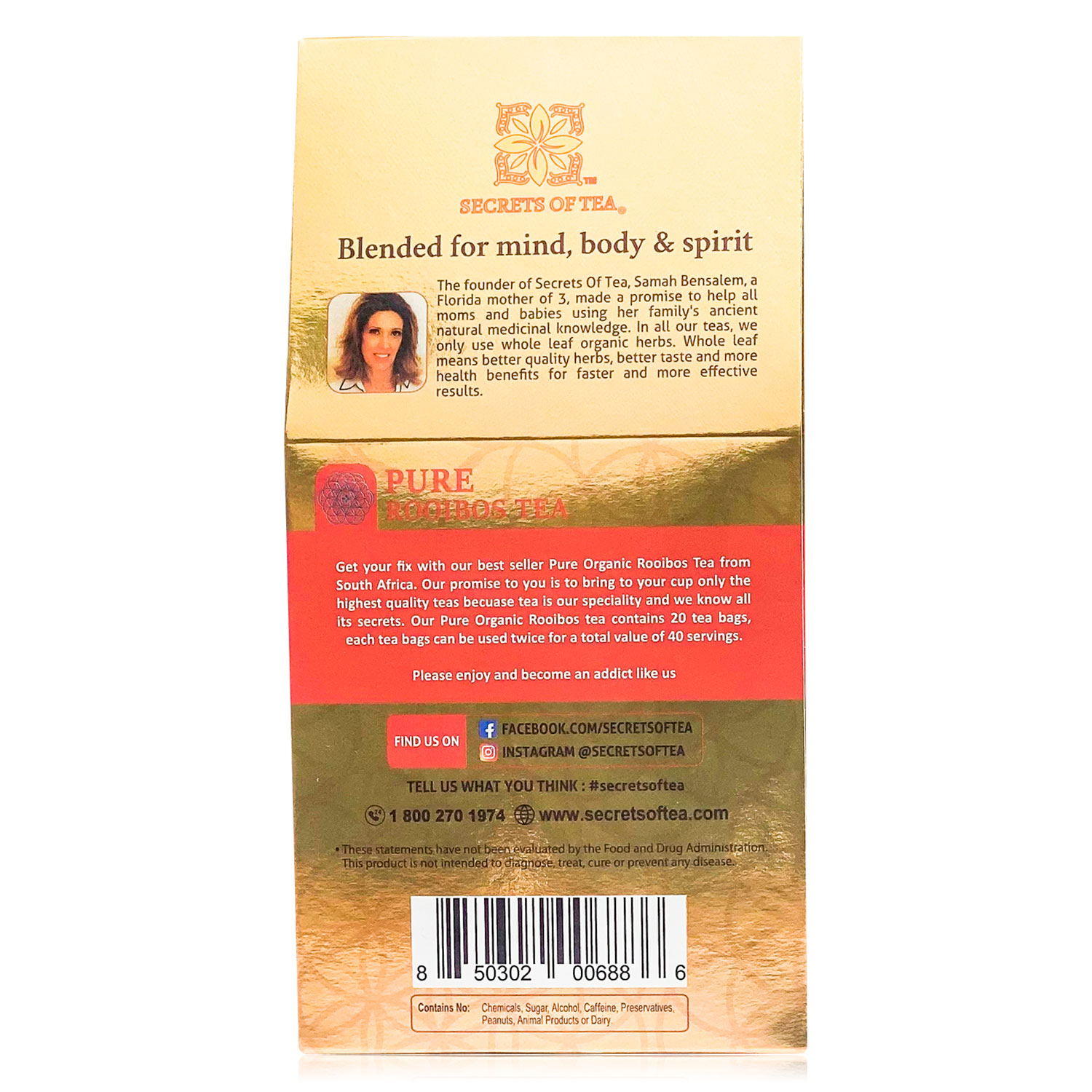 Secrets of Tea Pure Rooibos Tea 2 innerpacks per case 2.0 oz