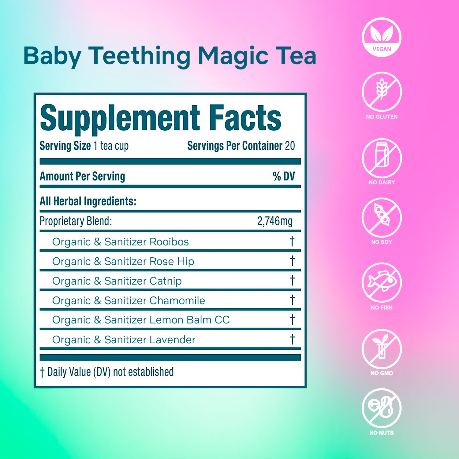 Secrets of Tea Baby Teething Magic Tea 4 innerpacks per case 2.0 oz Nutrition Info