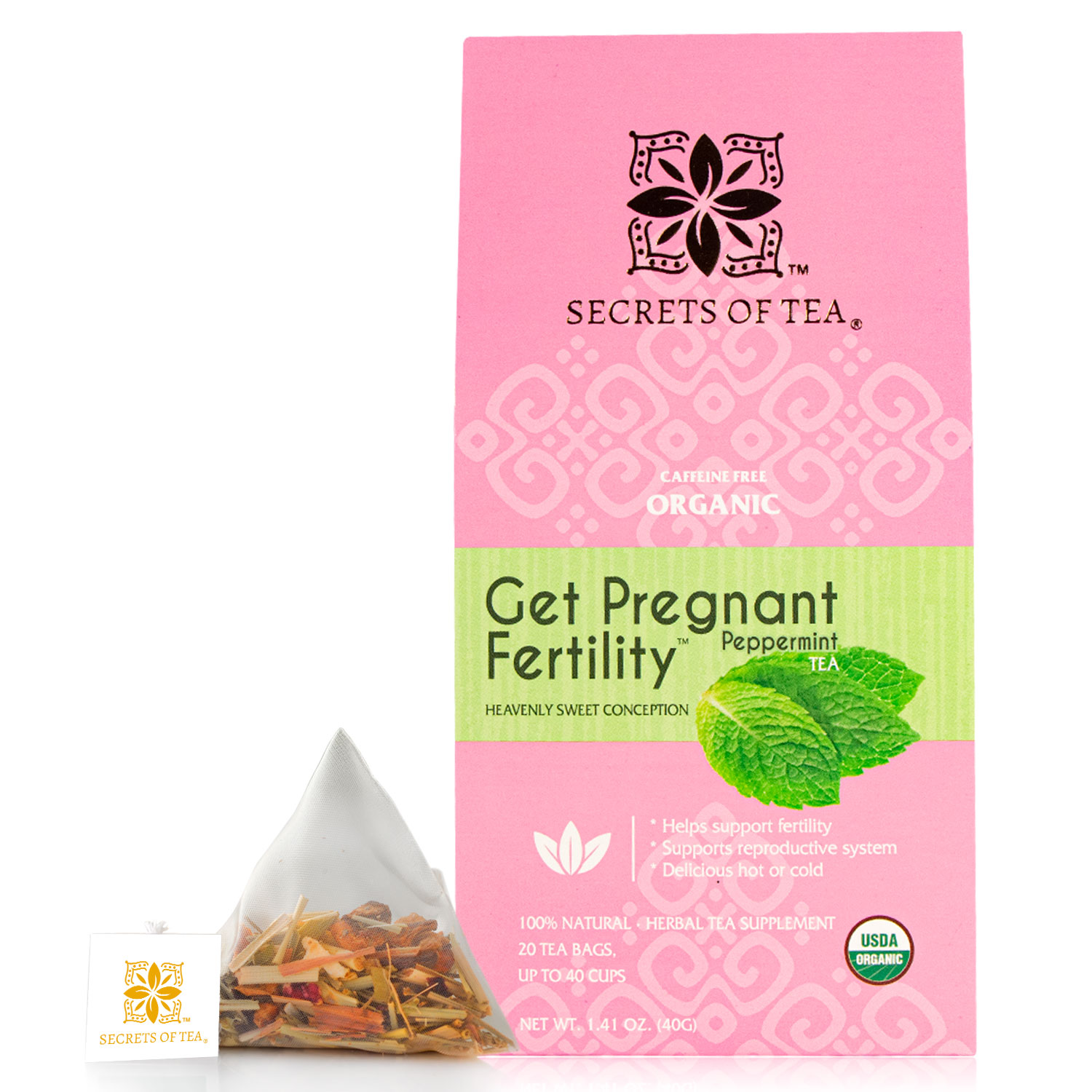Secrets of Tea Get Pregnant Fertility Peppermint Tea 2 innerpacks per case 2.0 oz