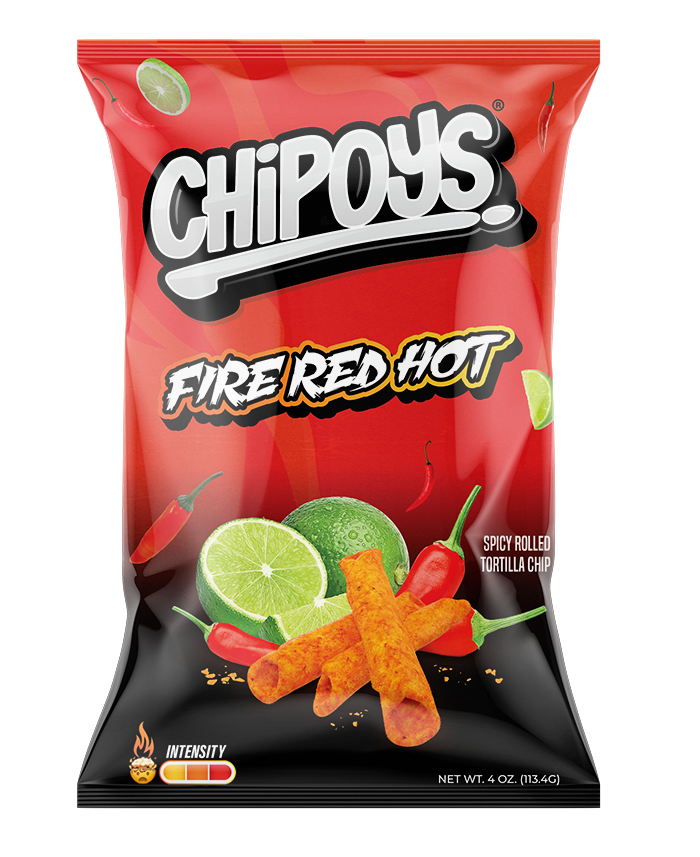 CHIPOYS Fire Red Hot (w/o red40) 4 oz 12 innerpacks per case 114 g