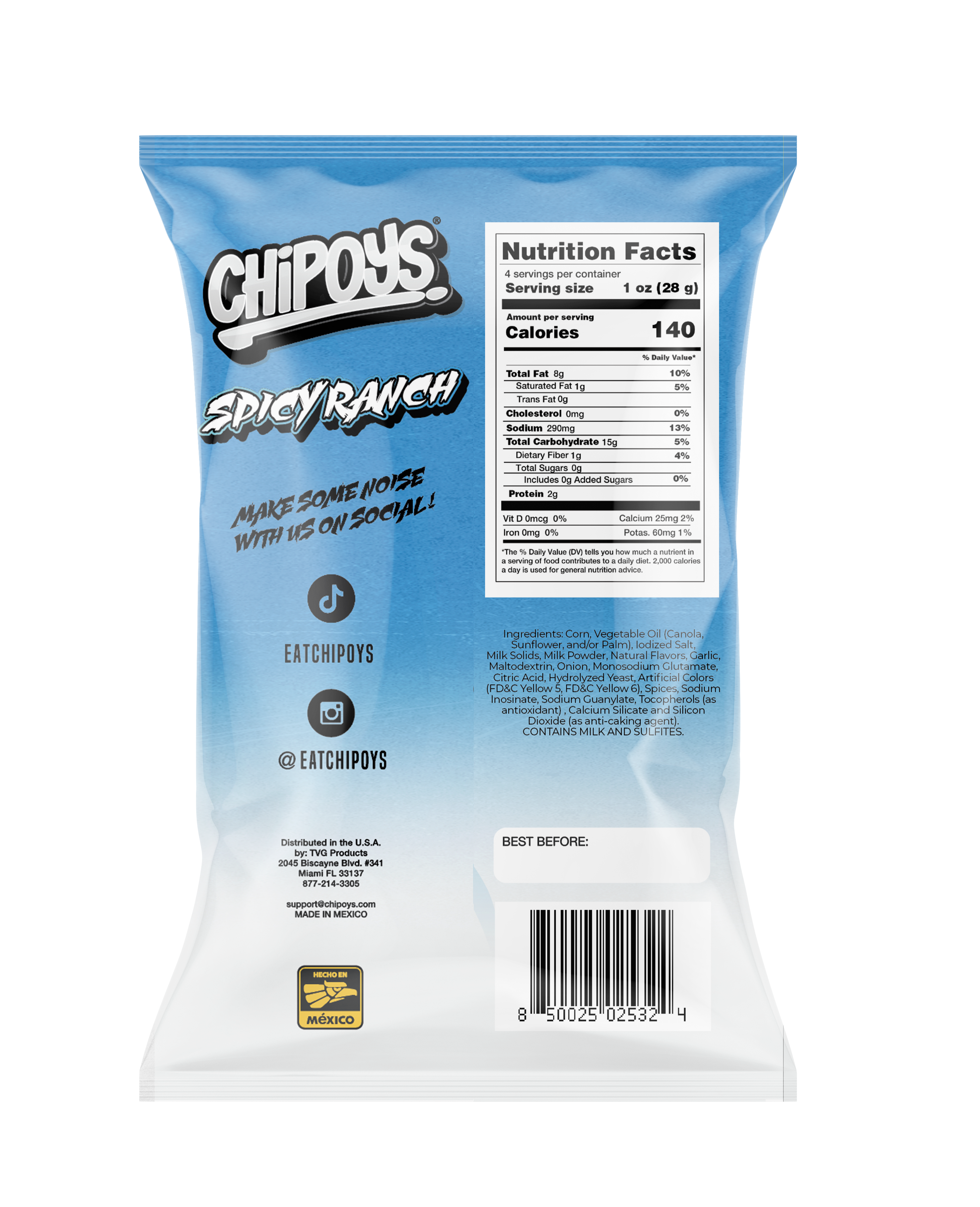 CHIPOYS Spicy Ranch 4 oz 12 innerpacks per case 114 g