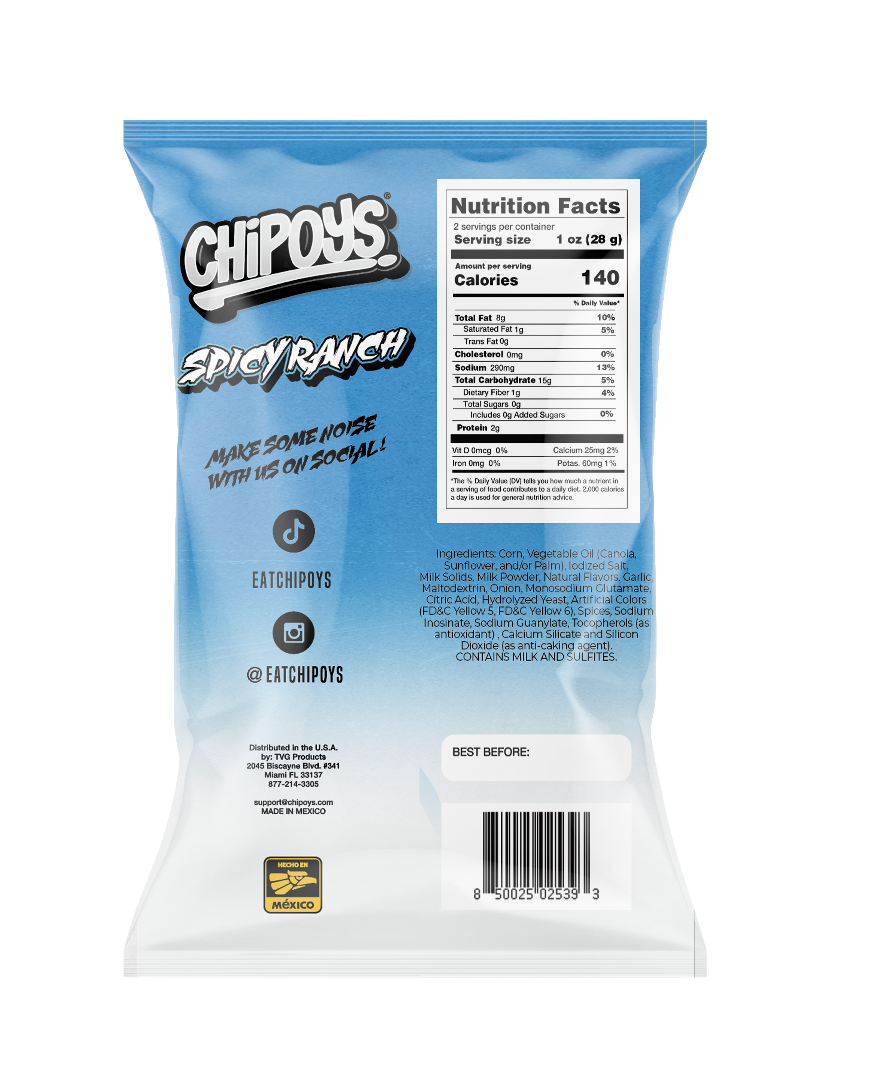 CHIPOYS Spicy Ranch 2 oz 12 innerpacks per case 57 g