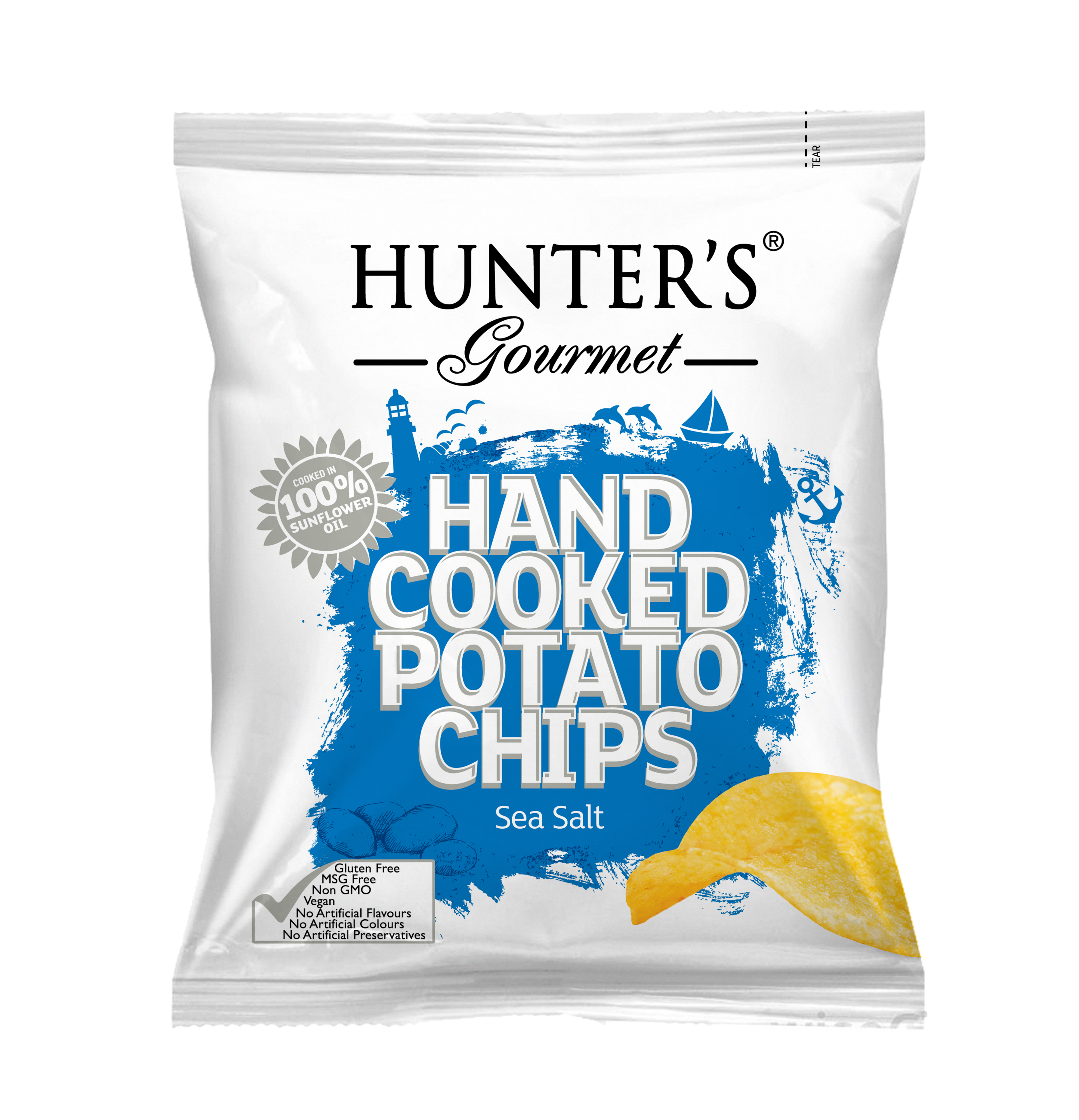 Hunter's Gourmet Hand Cooked Potato Chips Sea Salt 24 units per case 40 g