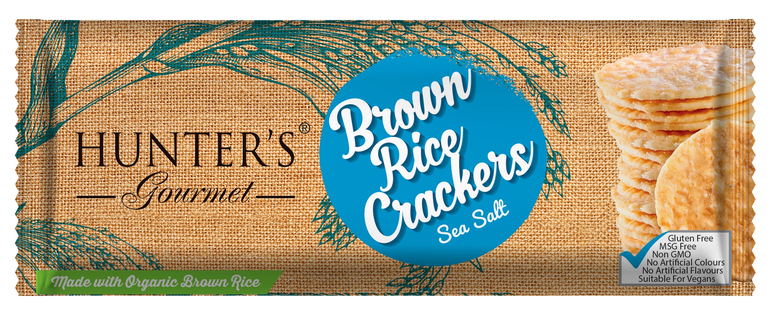 Hunter's Gourmet Brown Rice Crackers Sea Salt 12 units per case 100 g