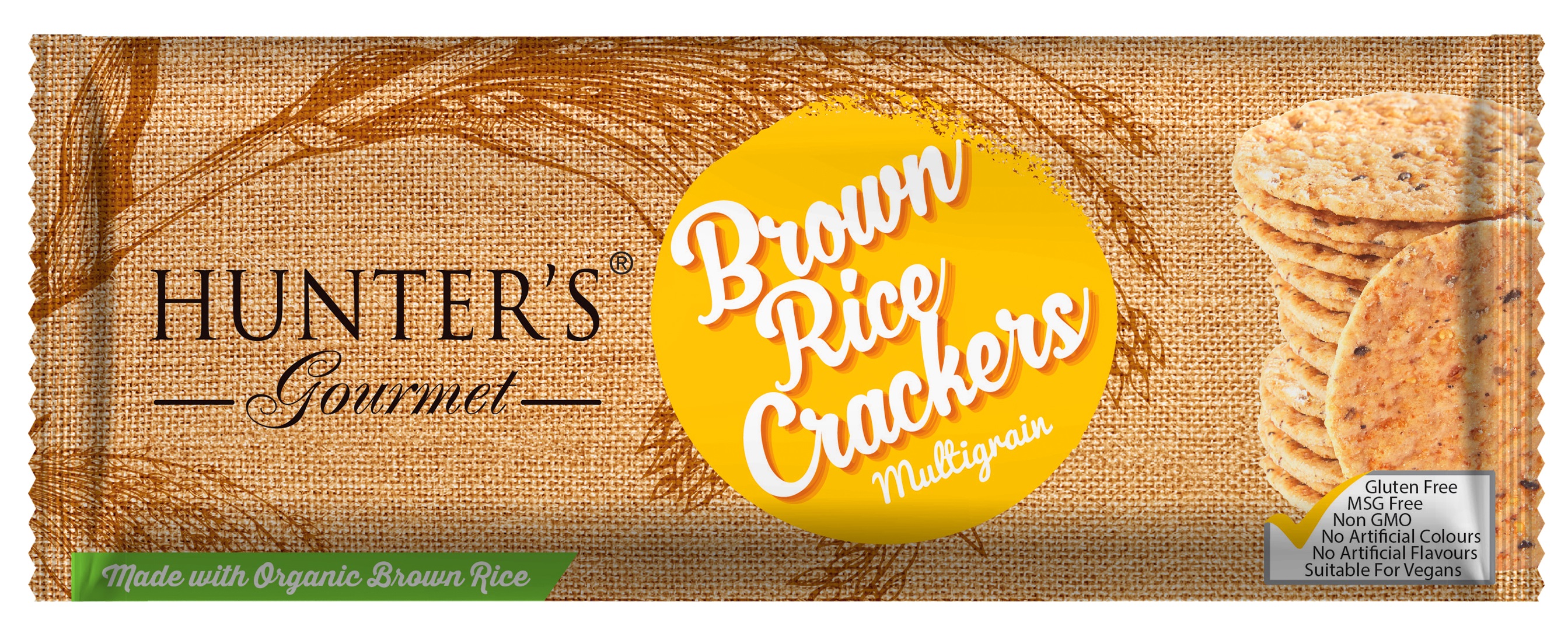 Hunter's Gourmet Brown Rice Crackers Multigrain 12 units per case 100 g