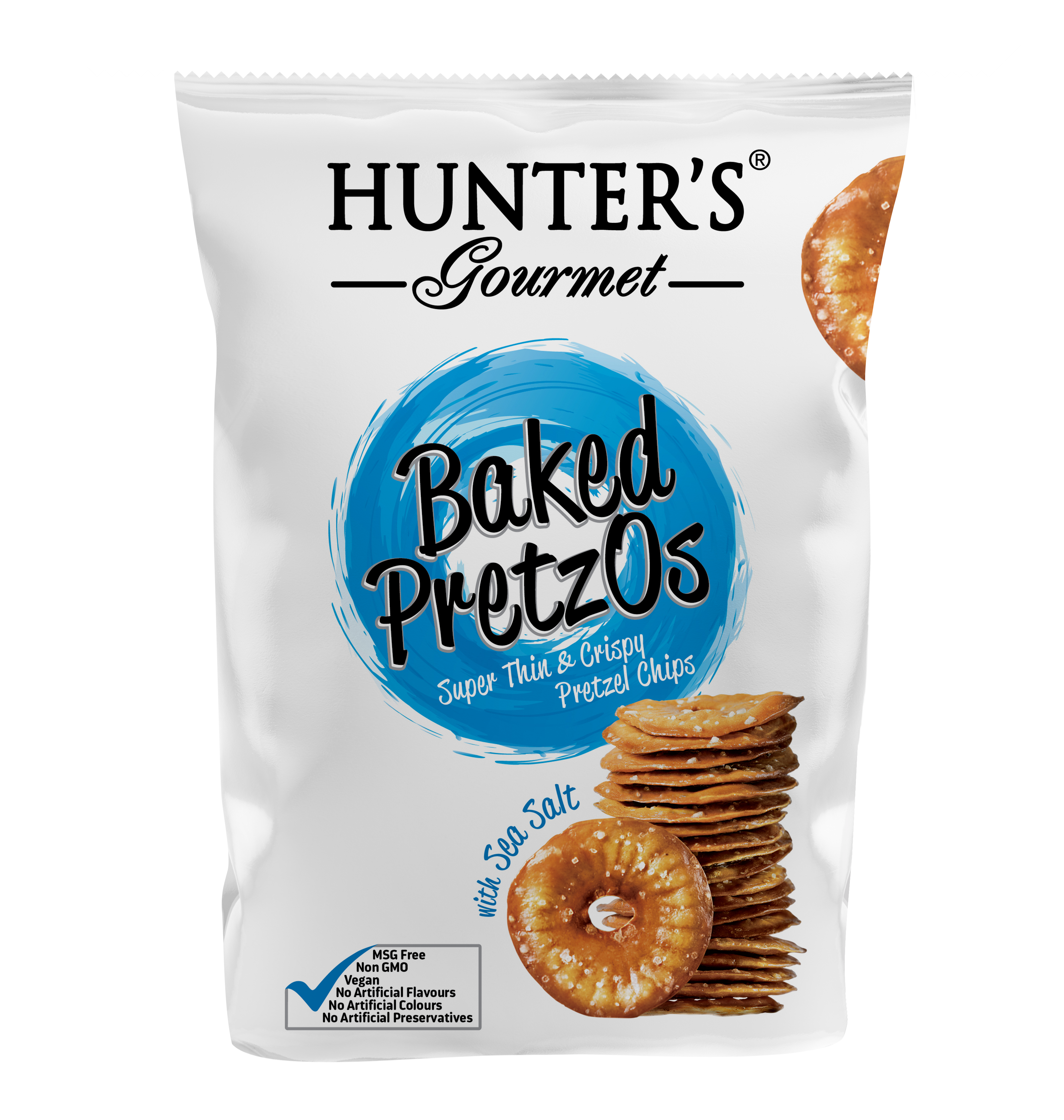Hunter's Gourmet Baked Pretzos - with Sea Salt 12 units per case 180 g
