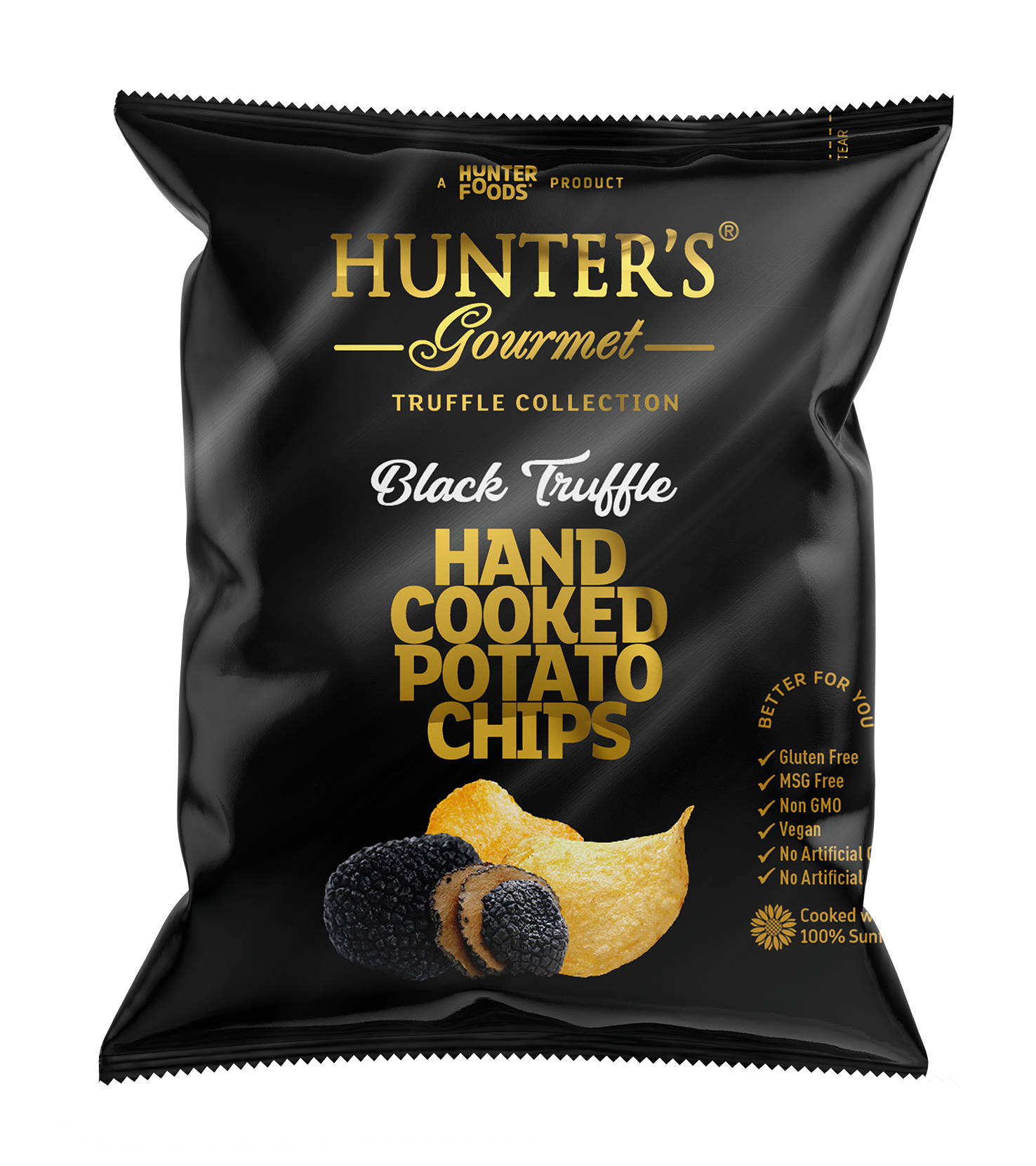 Hunter's Gourmet Hand Cooked Potato Chips Black Truffle 24 units per case 40 g