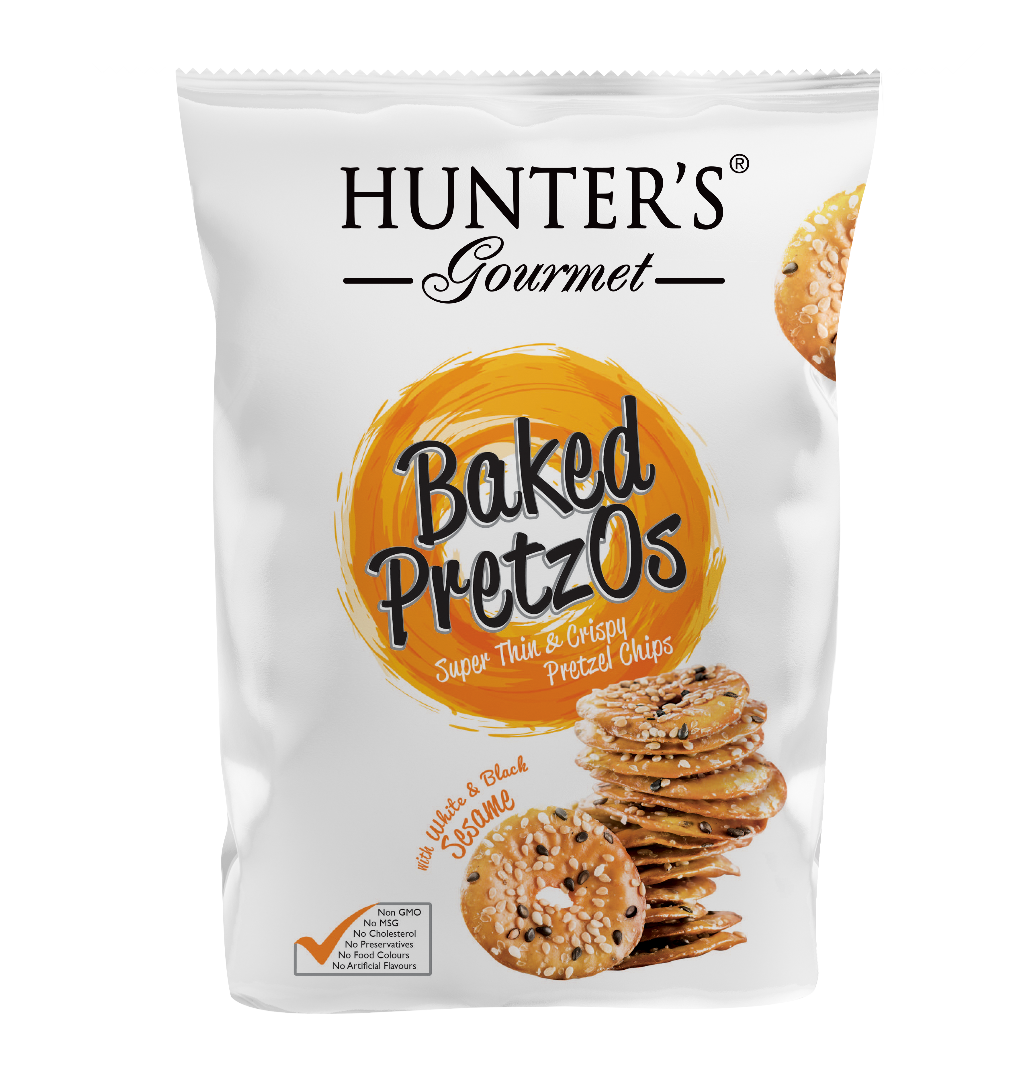 Hunter's Gourmet Baked Pretzos - with White & Black Sesame 12 units per case 180 g
