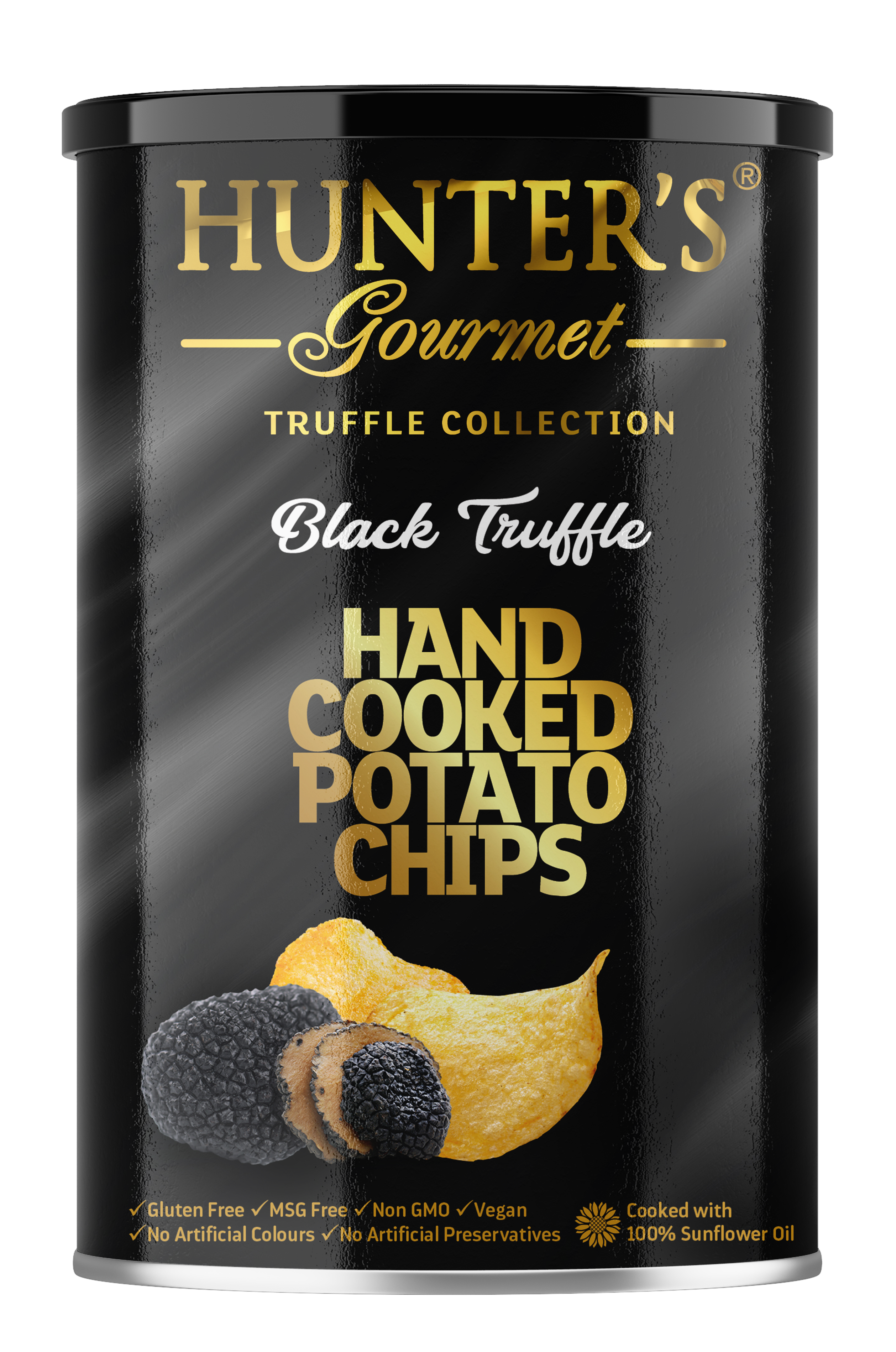 Hunter's Gourmet Hand Cooked Potato Chips Black Truffle 12 units per case 150 g