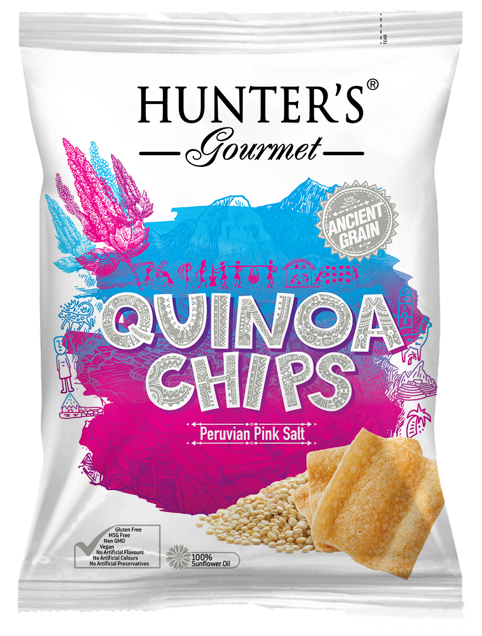Hunter's Gourmet Quinoa Chips - Peruvian Pink Salt 12 units per case 75 g
