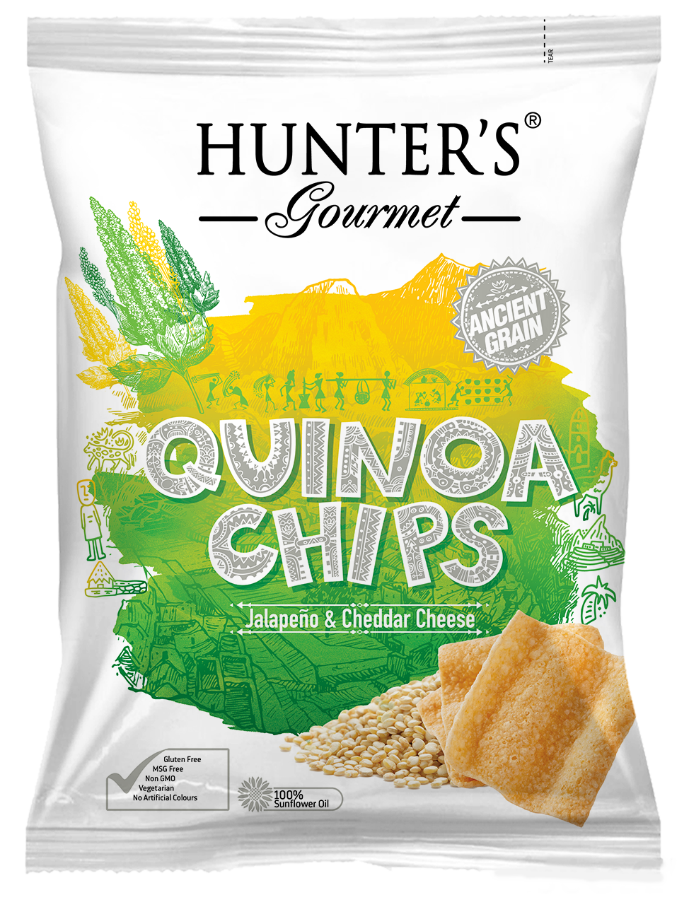 Hunter's Gourmet Quinoa Chips - Jalapeno & Cheddar 12 units per case 75 g