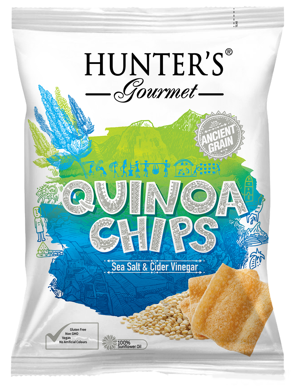 Hunter's Gourmet Quinoa Chips - Salt & Cider Vinegar 12 units per case 75 g