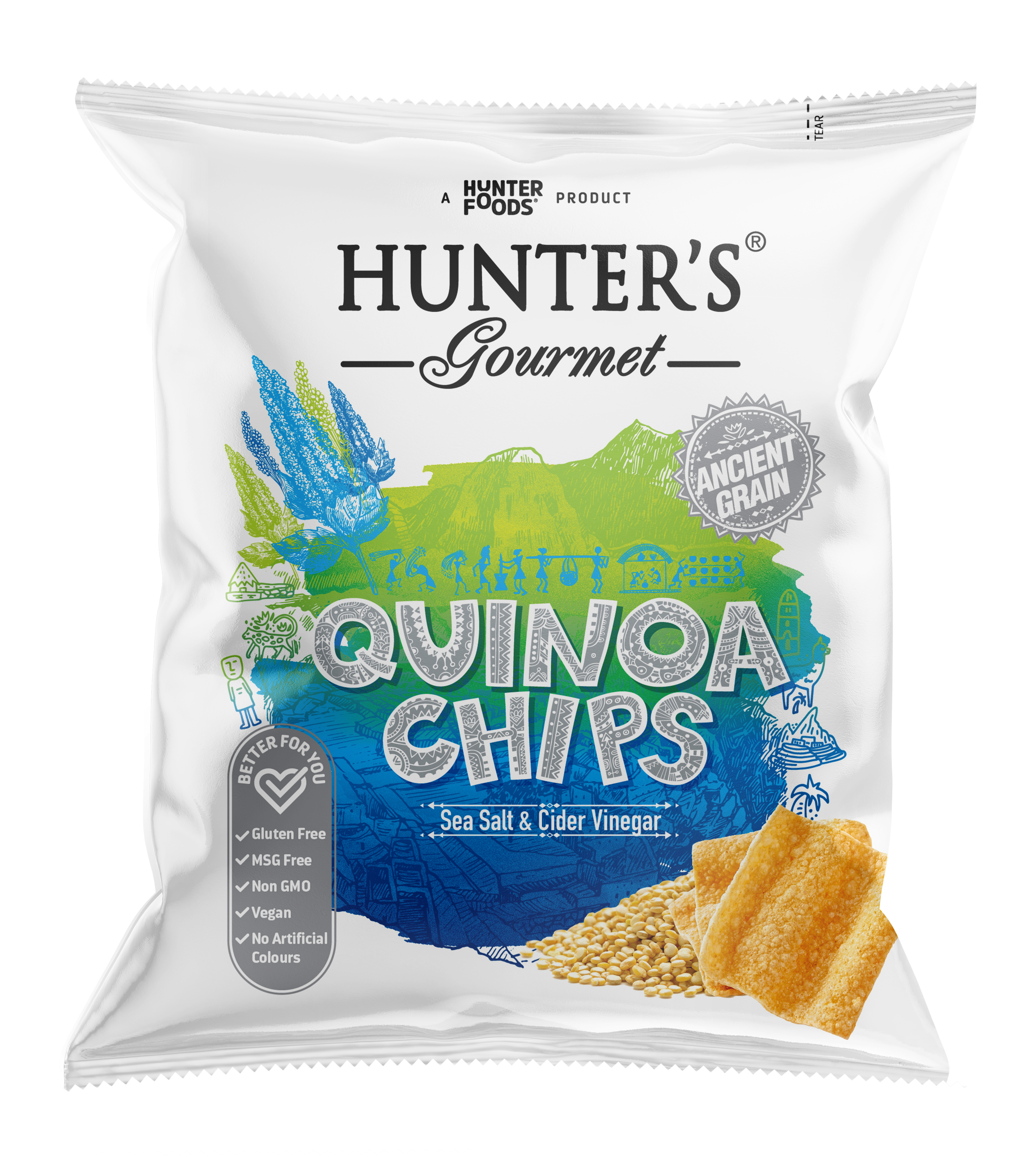 Hunter's Gourmet Quinoa Chips - Salt & Cider Vinegar 24 units per case 28 g