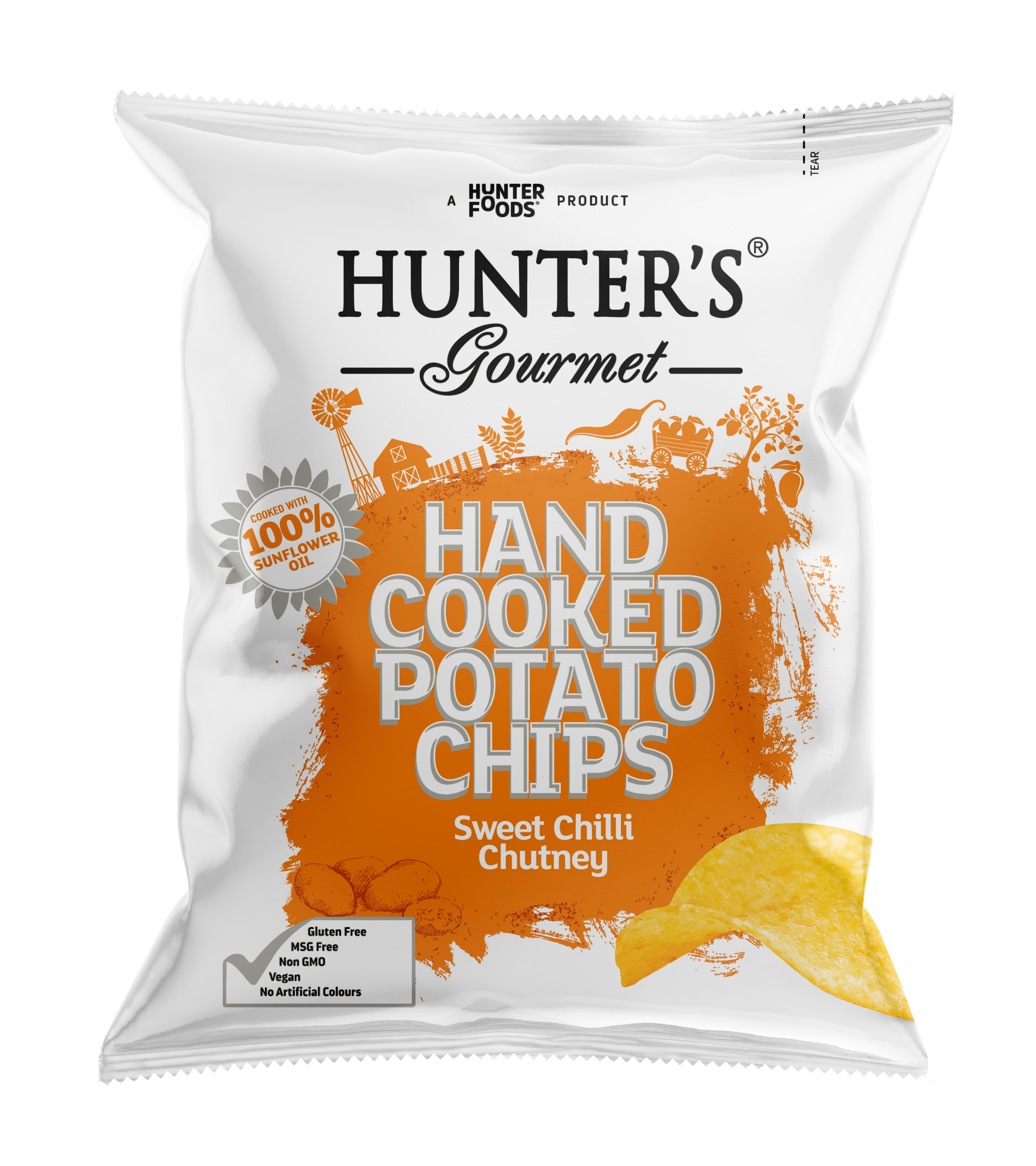 Hunter's Gourmet Hand Cooked Potato Chips Sweet Chilli Chutney 24 units per case 40 g