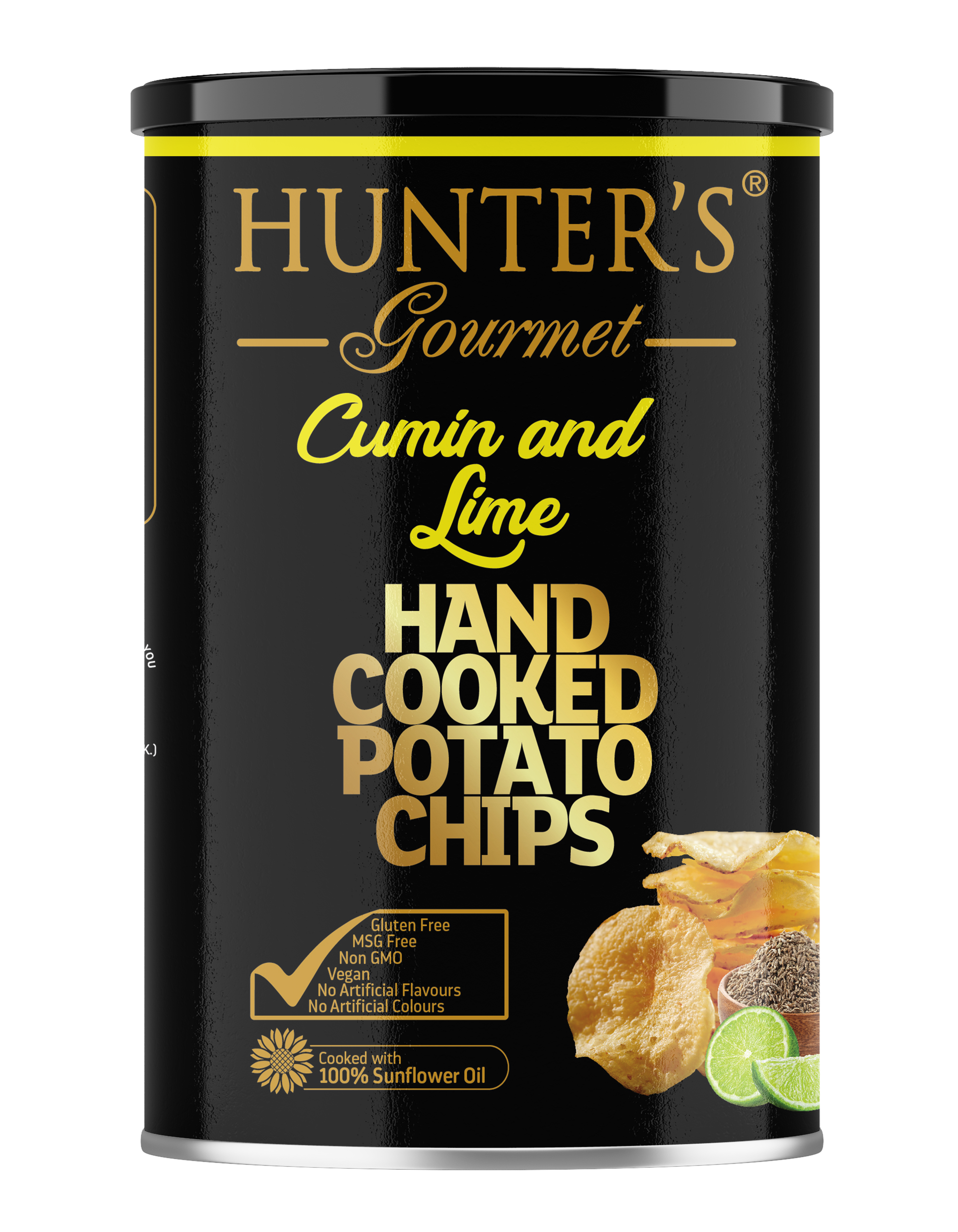 Hunter's Gourmet Hand Cooked Potato Chips Cumin and Lime 12 units per case 150 g