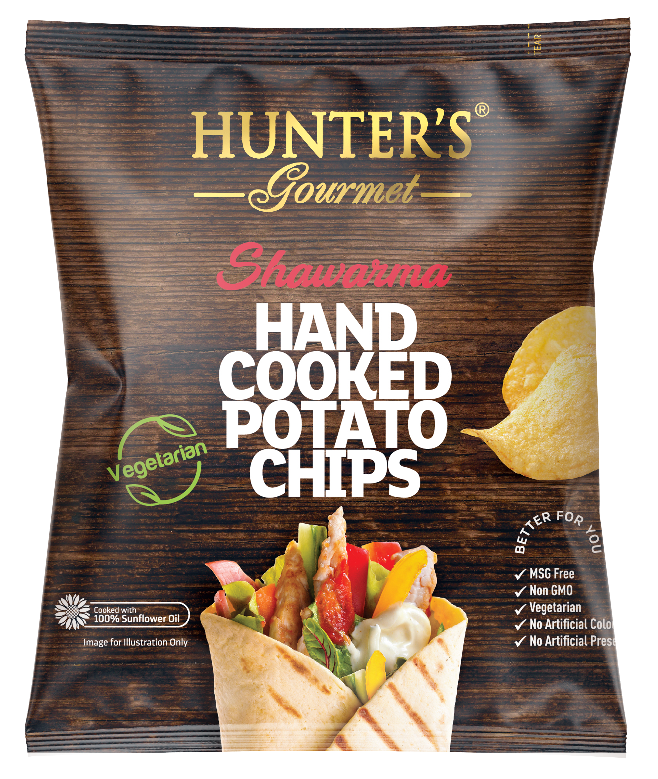 Hunter's Gourmet Hand Cooked Potato Chips Shawarma 50 units per case 25 g