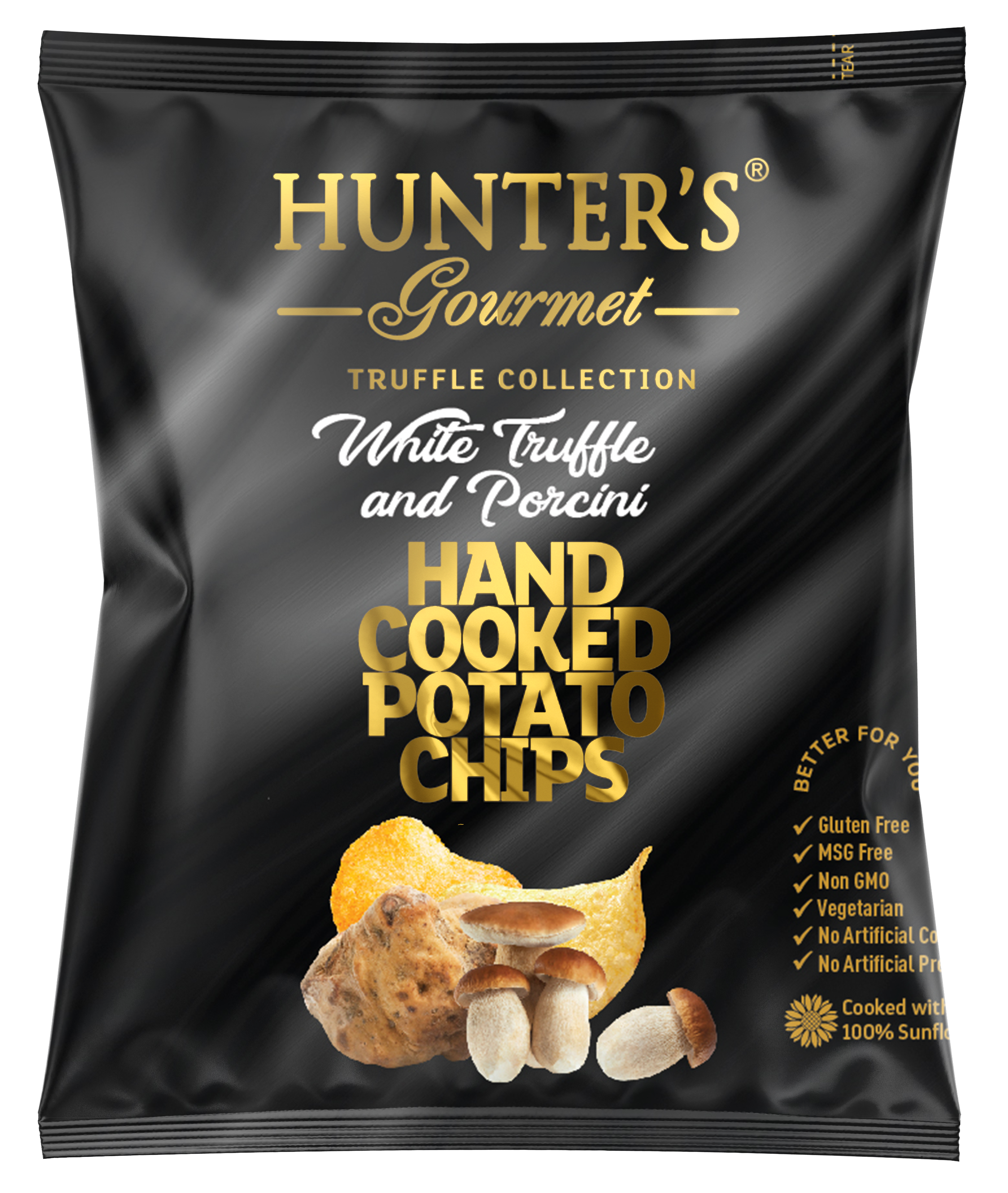 Hunter's Gourmet Hand Cooked Potato Chips White Truffle and Porcini 50 units per case 25 g