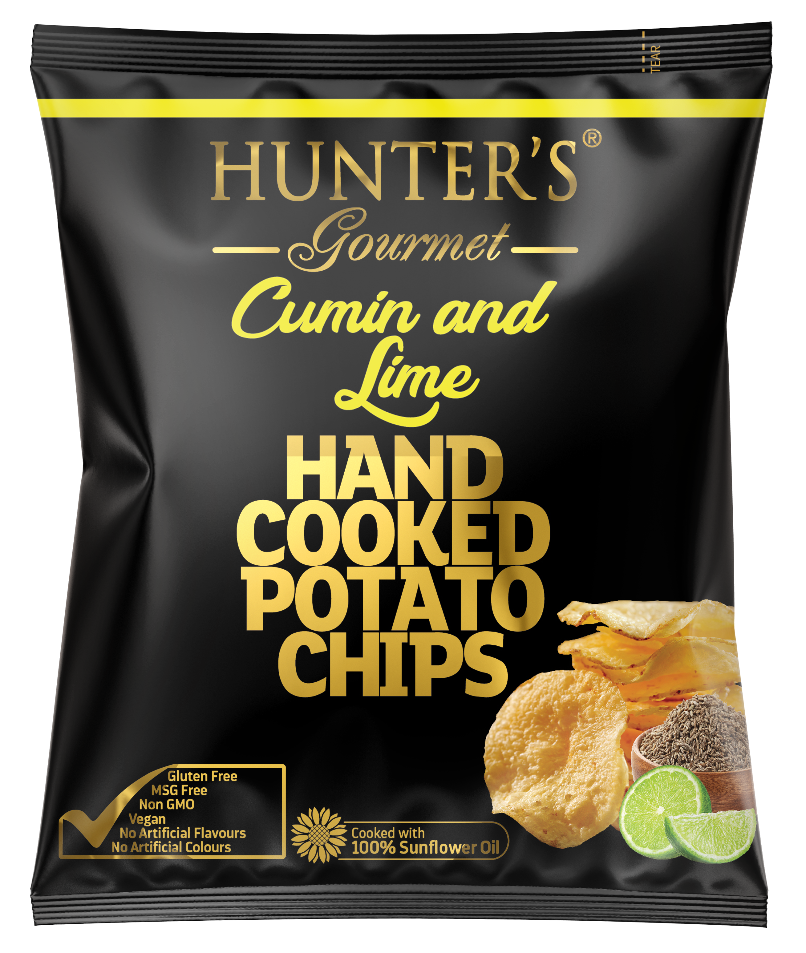 Hunter's Gourmet Hand Cooked Potato Chips Cumin and Lime 50 units per case 25 g