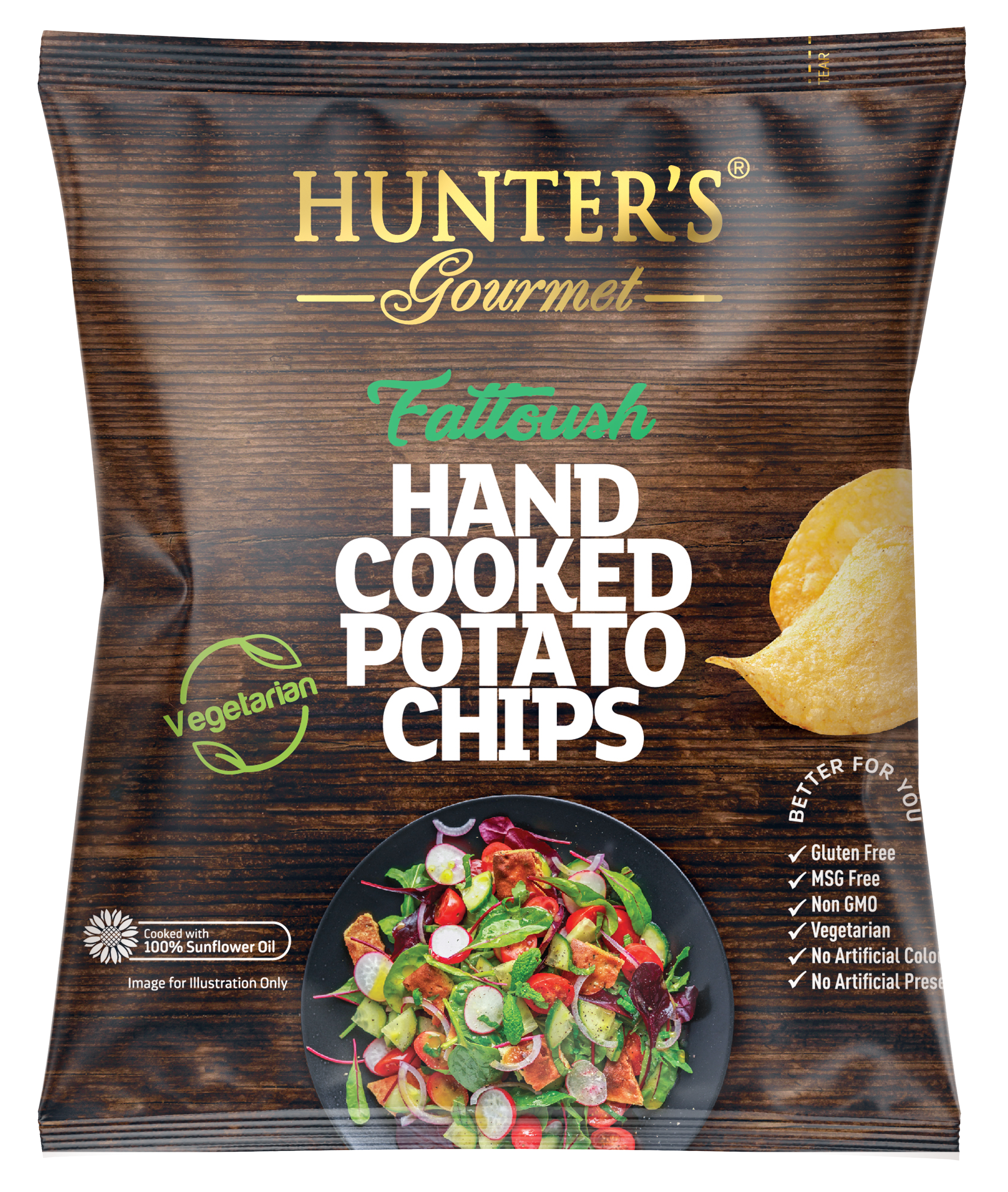 Hunter's Gourmet Hand Cooked Potato Chips Fattoush 50 units per case 25 g