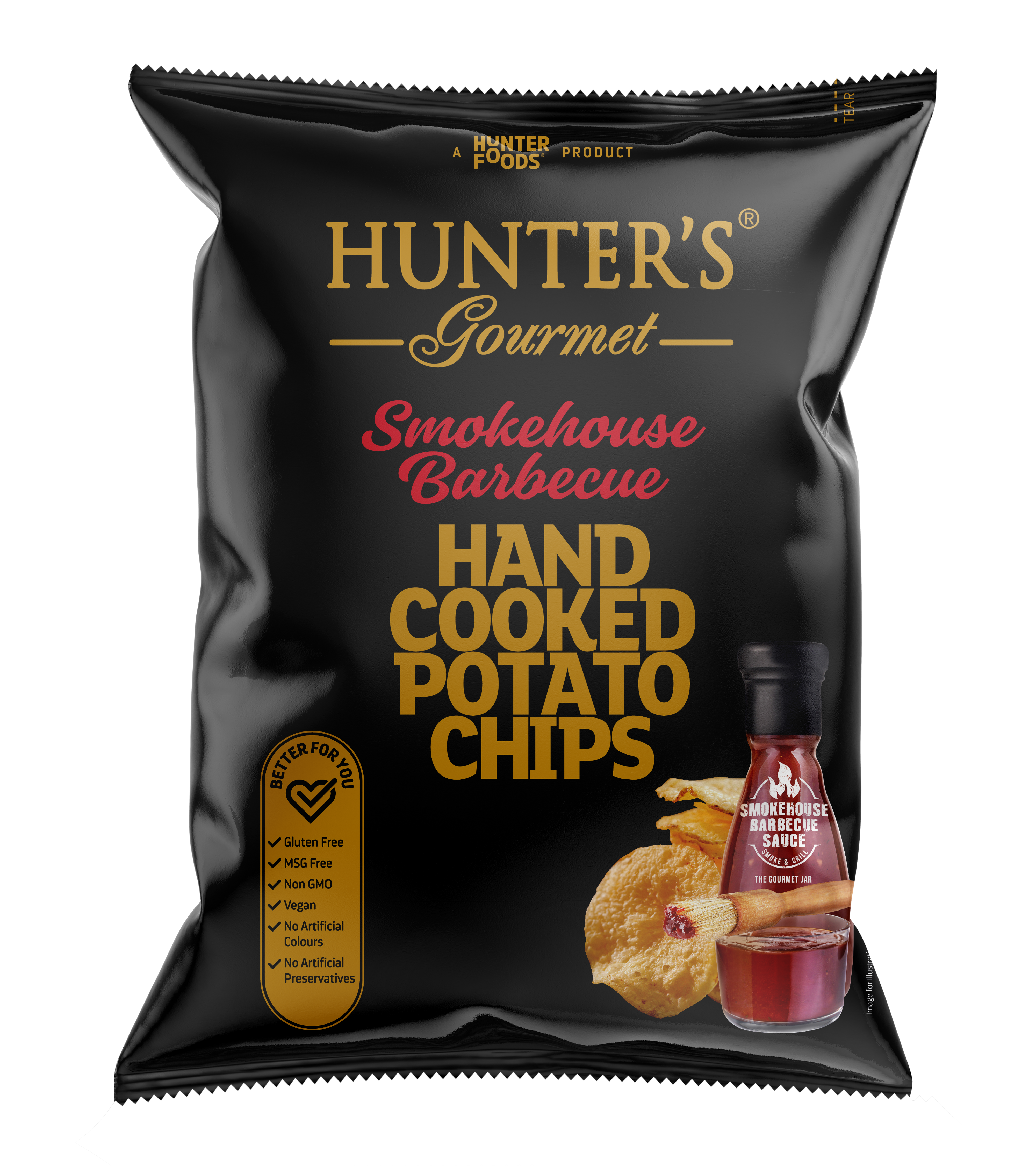 Hunter's Gourmet Hand Cooked Potato Chips Smokehouse Barbecue 12 units per case 125 g