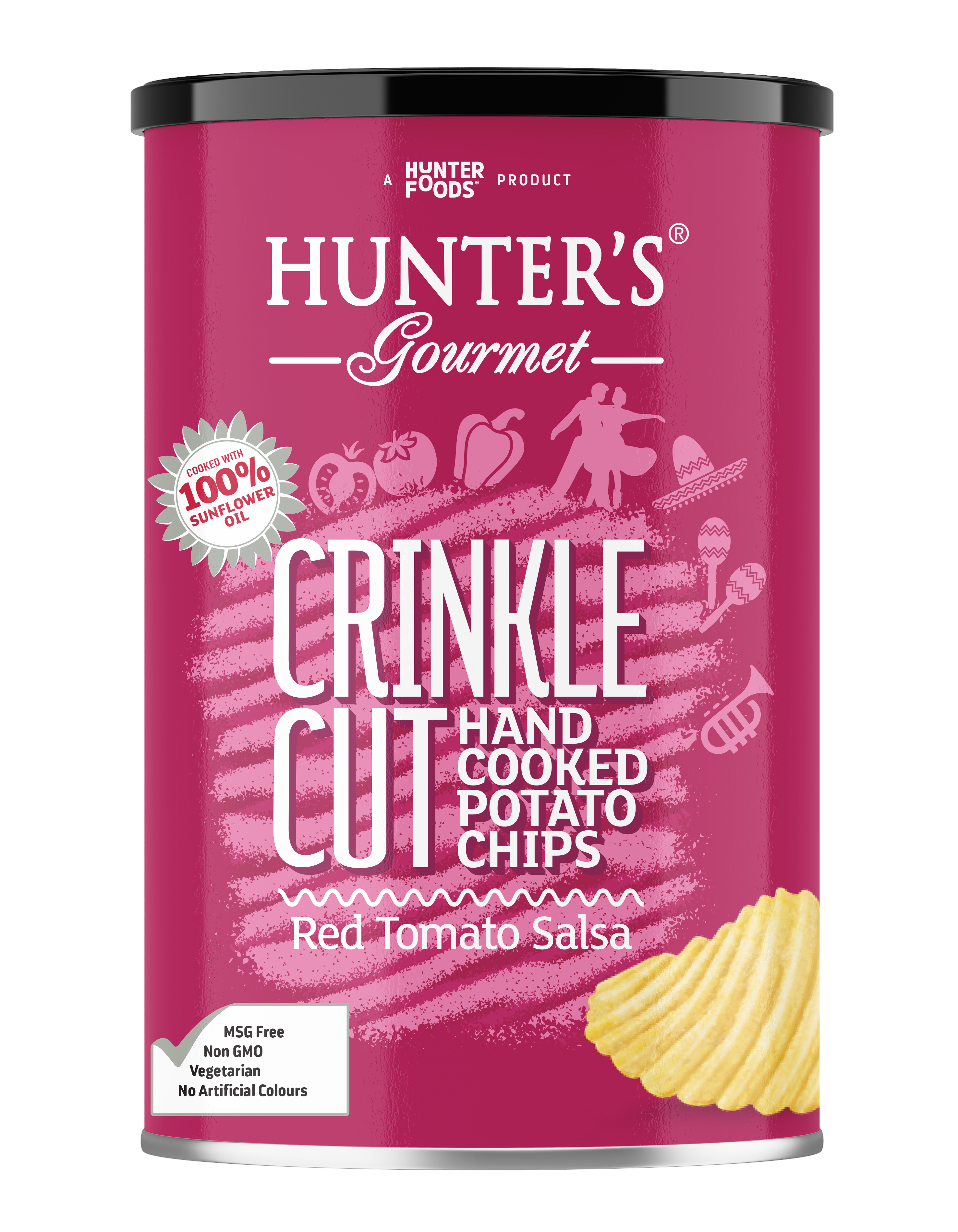 Hunter's Gourmet Hand Cooked Crinkled Chips Red Tomato Salsa 12 units per case 140 g