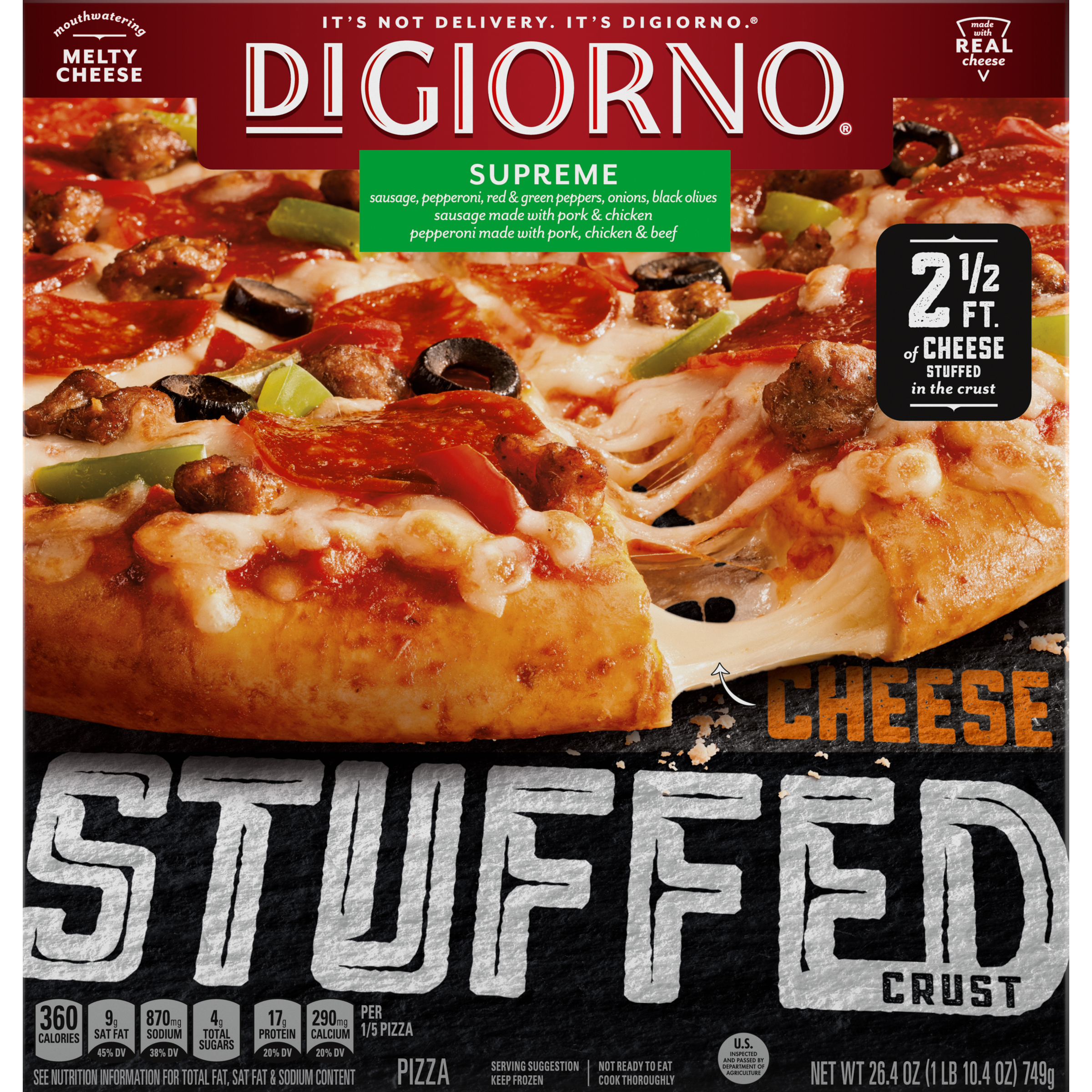DIGIORNO Cheese Stuffed Crust Supreme Pizza 12 units per case 26.4 oz