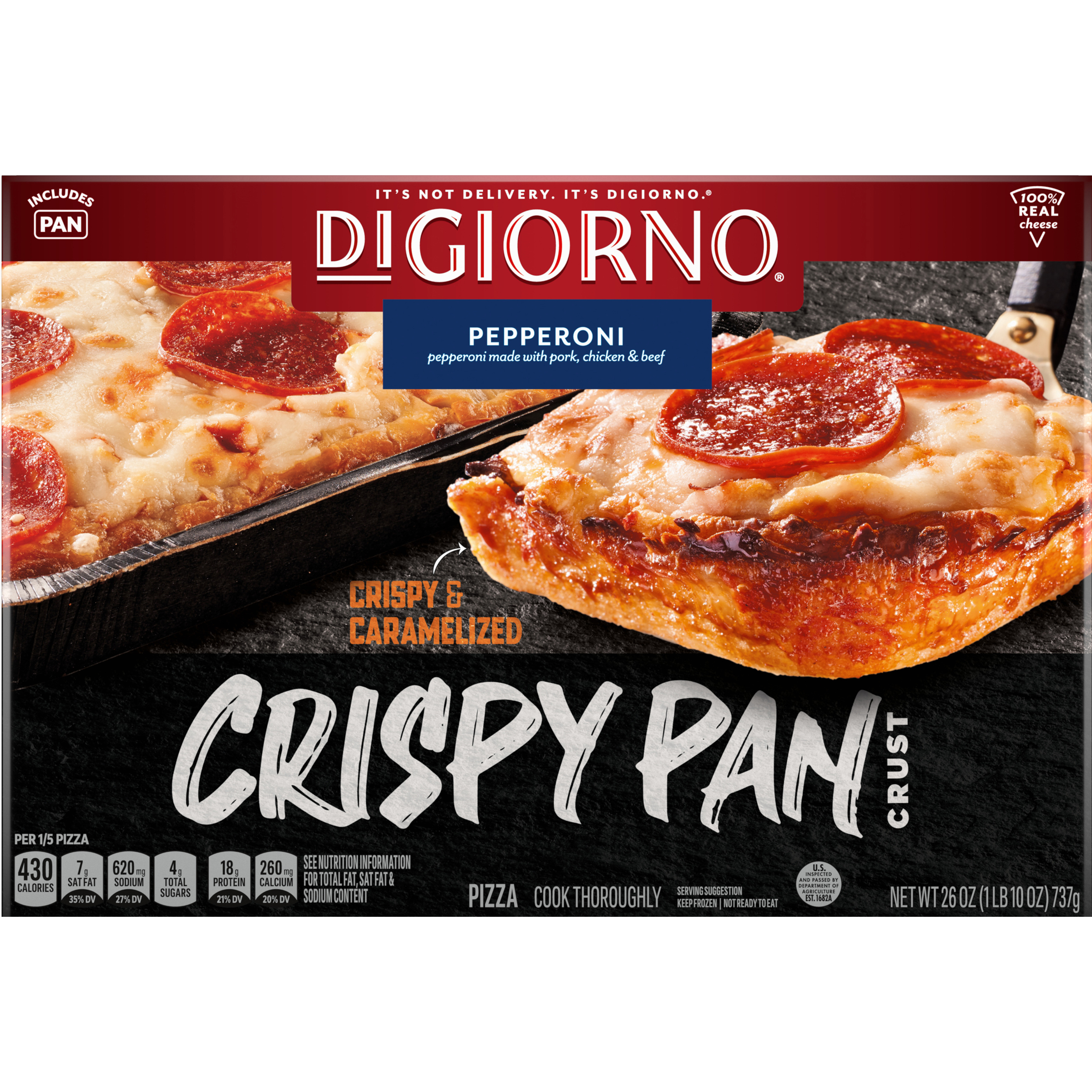 DIGRNO Crispy Pan Crust Pepperoni Pizza 8 units per case 26.0 oz