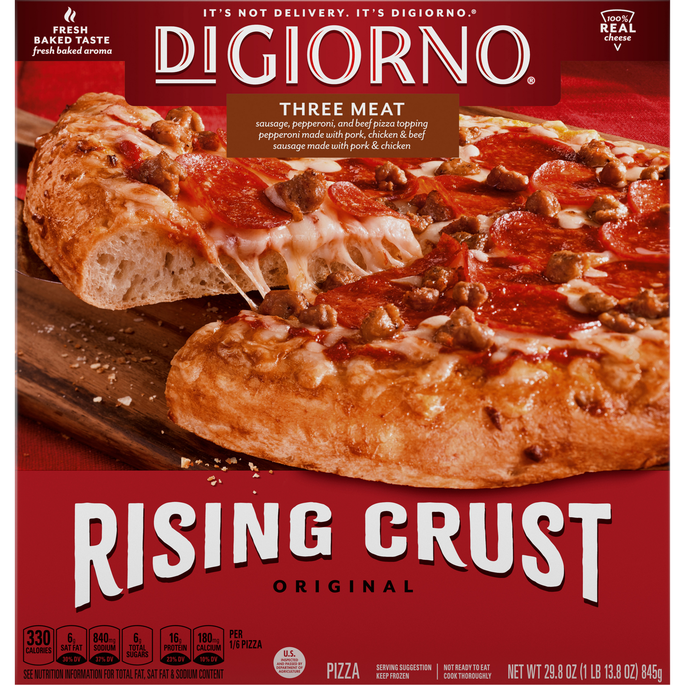 DIGIORNO Rising Crust Three Meat Pizza 12 units per case 29.8 oz