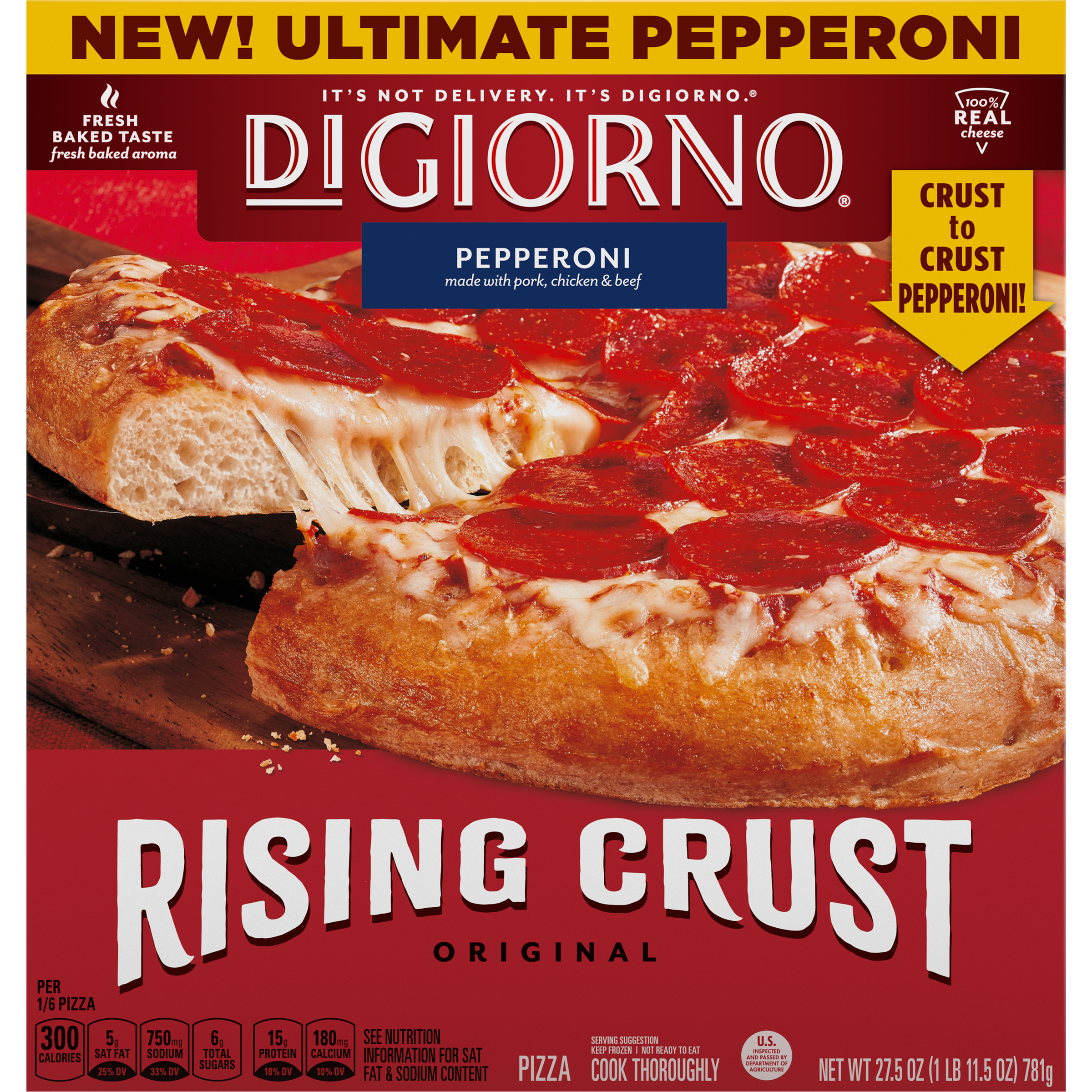 DIGIORNO Rising Crust Original Pepperoni Pizza 12 units per case 27.5 oz